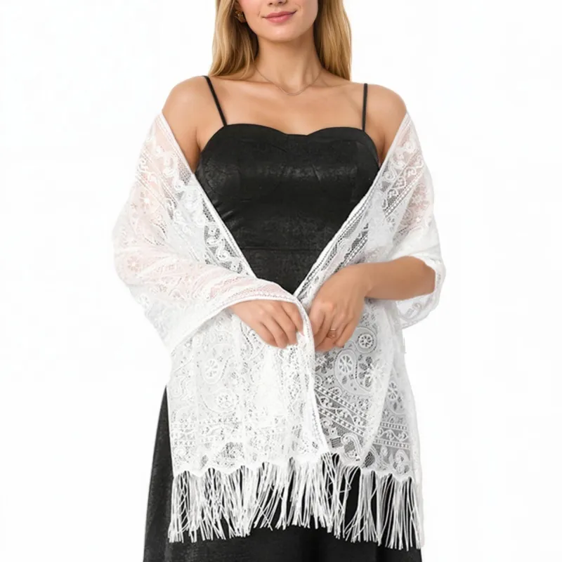 Anna-Kaci Women's Sheer Lace Kimono Shrug with Floral Pattern and Elbow-Length Sleeves made by Anna-Kaci