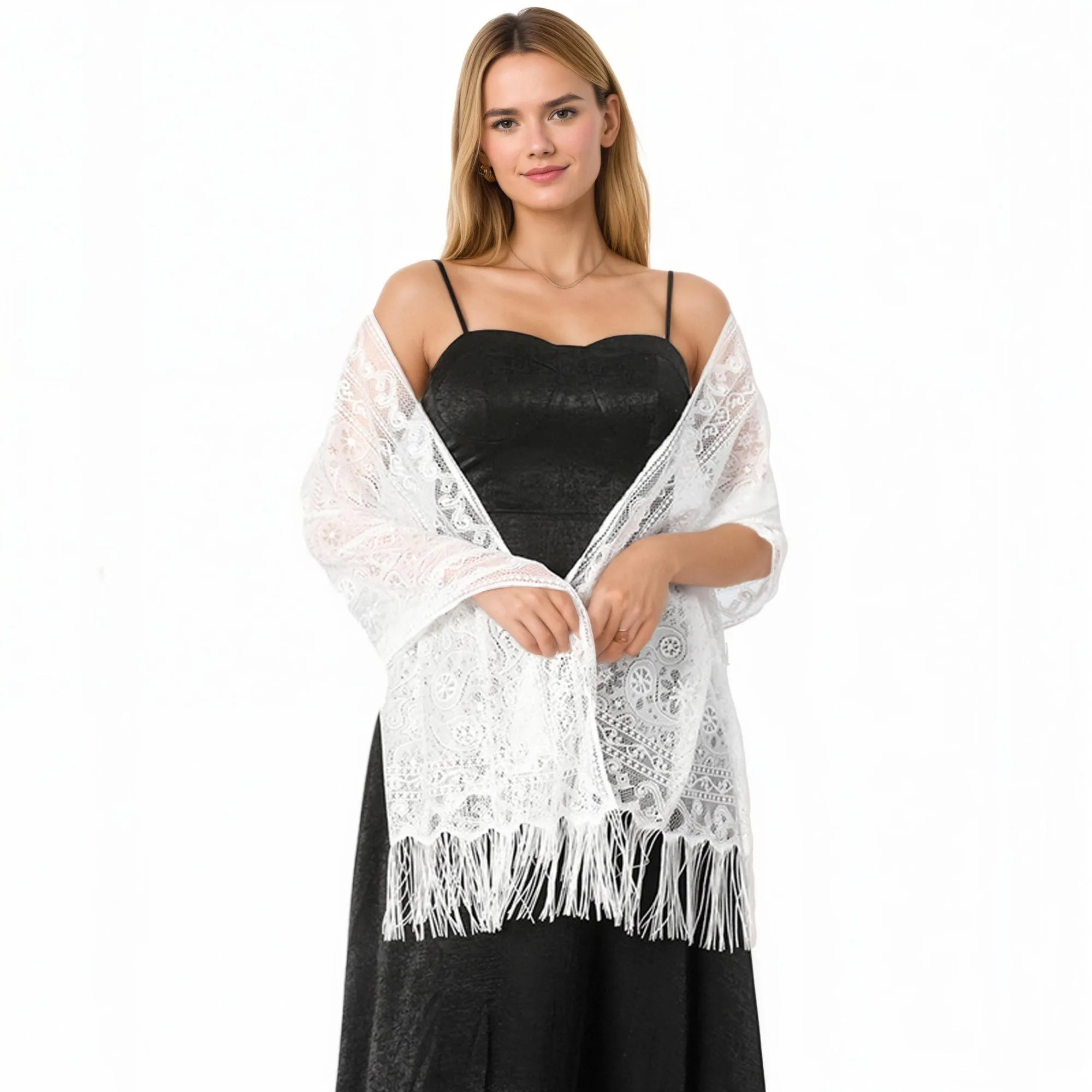 Anna-Kaci Women's Sheer Lace Kimono Shrug with Floral Pattern and Elbow-Length Sleeves sold by Anna-Kaci product image thumbnail 2