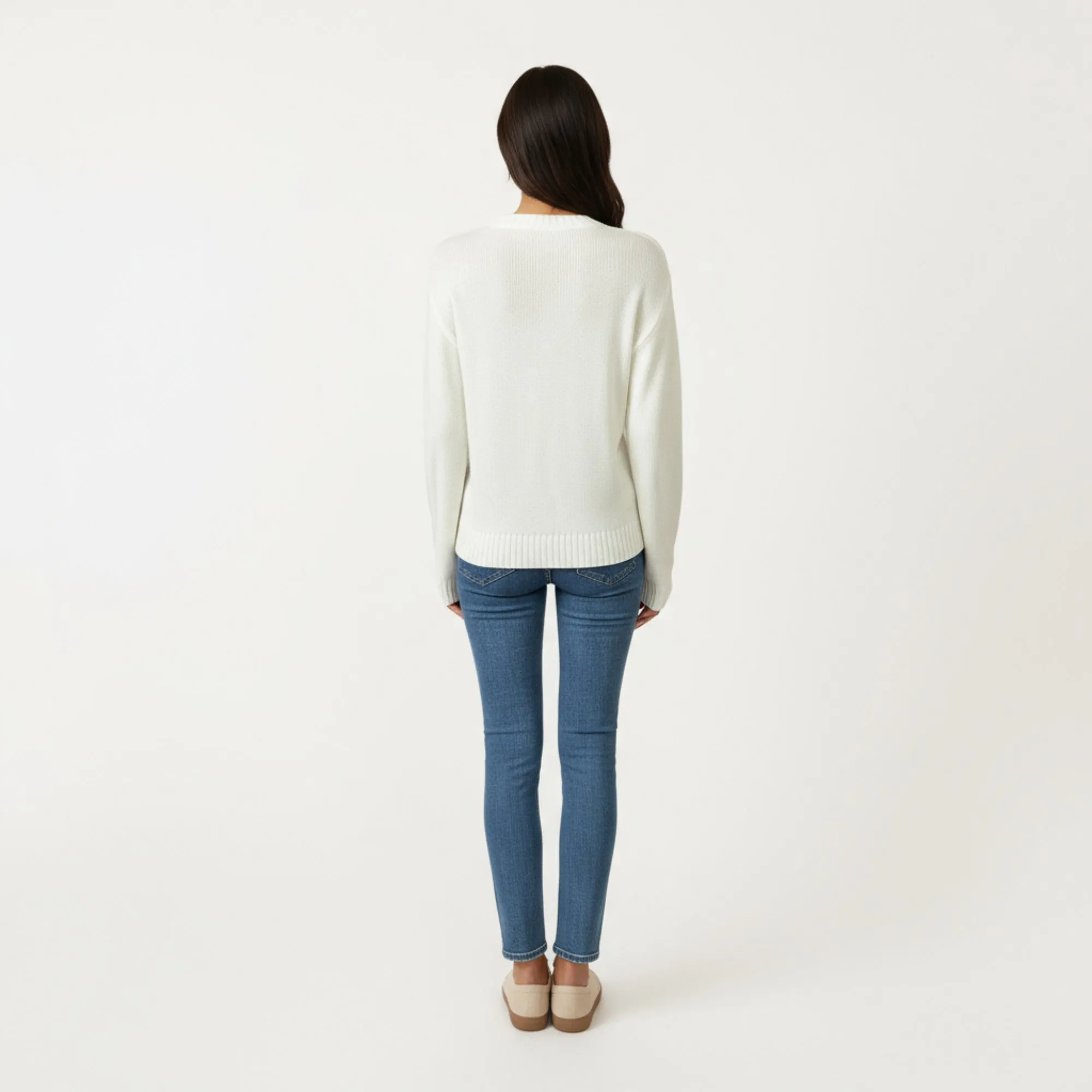 Anna-Kaci Women's Long Sleeve Knit Sweater with Embroidered Floral Pattern and Ribbed Trim sold by Anna-Kaci product image thumbnail 3