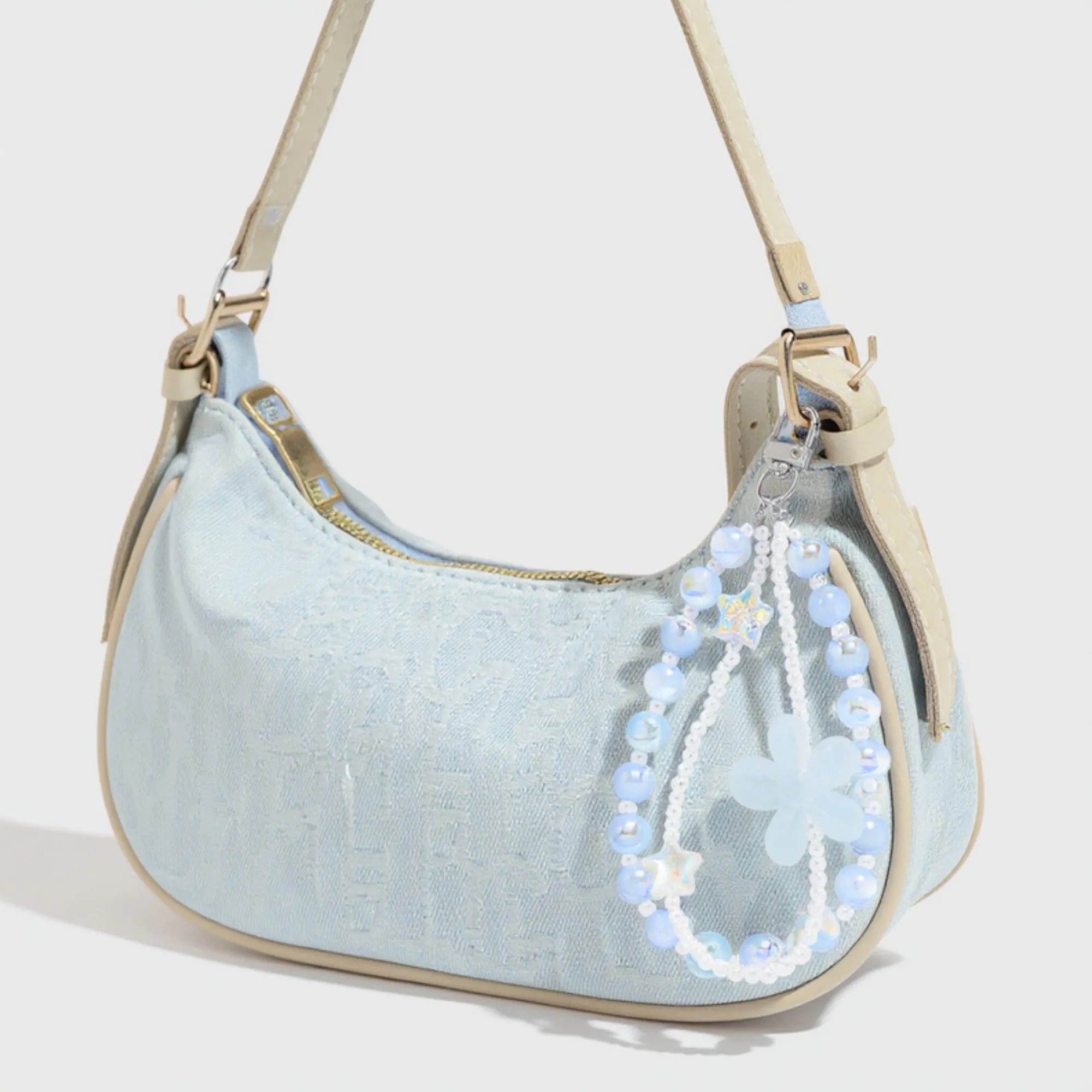 Anna-Kaci 2-Piece Blue Beaded Keychain with Flower Charm and Silver Star Accents sold by Anna-Kaci product image thumbnail 2