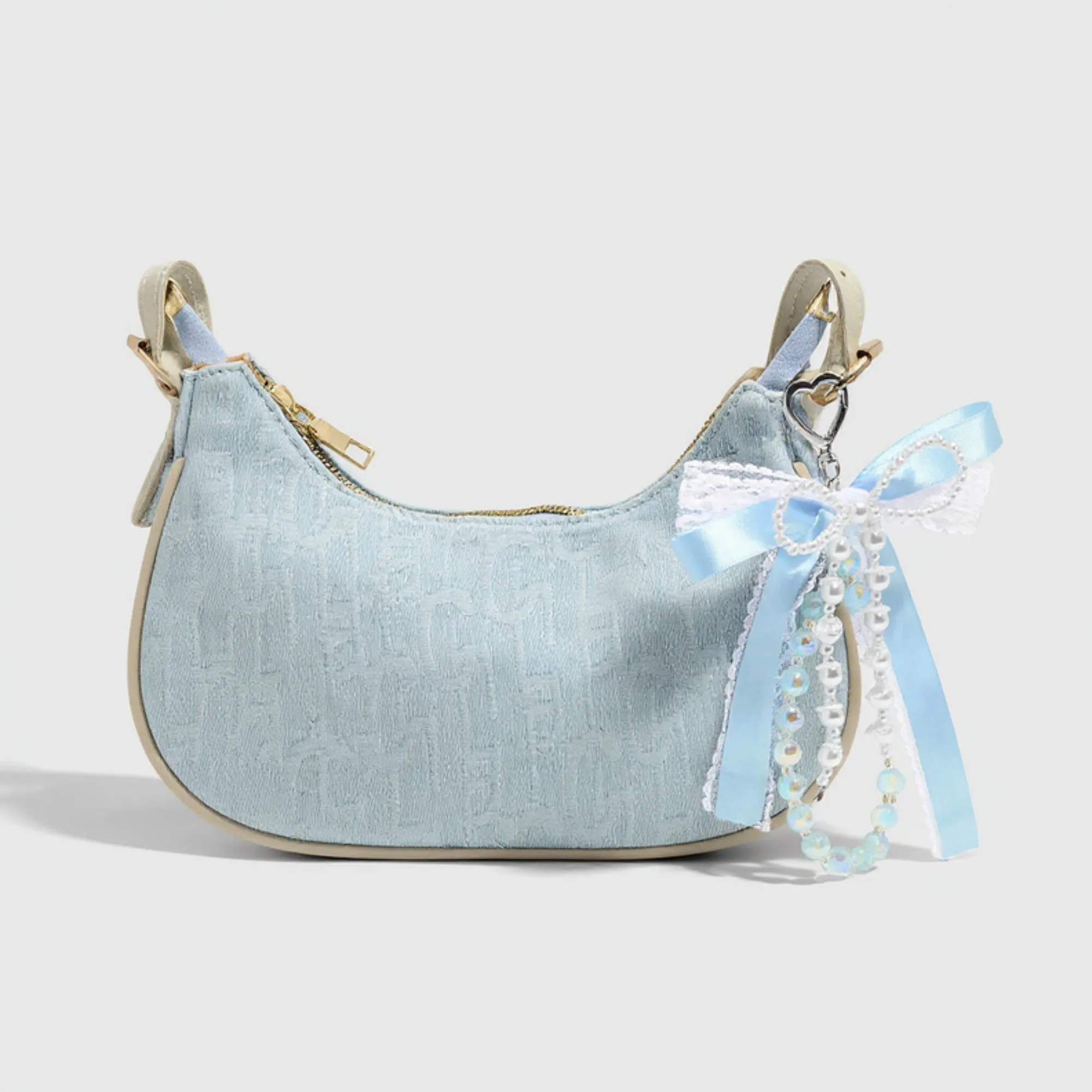 Anna-Kaci Blue Ribbon Keychain with Pearl Bow and Iridescent Beaded Star Charms sold by Anna-Kaci product image thumbnail 4