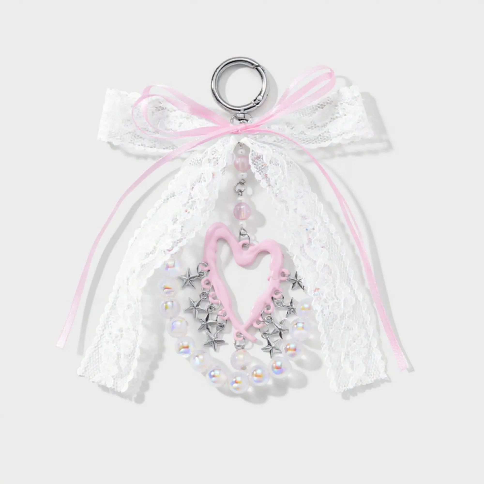 Anna-Kaci Blue Ribbon Keychain with Pearl Bow and Iridescent Beaded Star Charms sold by Anna-Kaci product image thumbnail 5