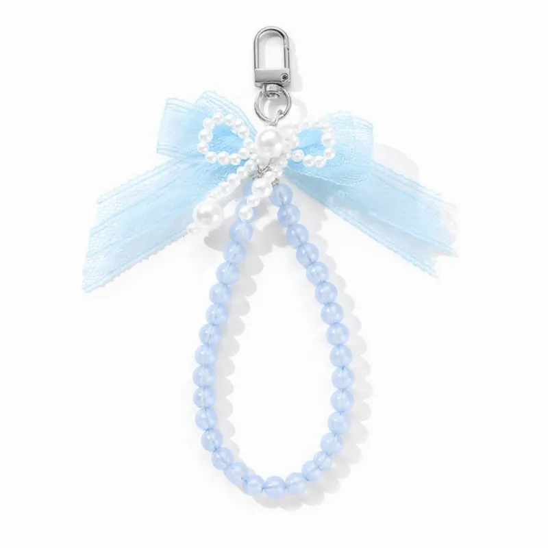 Anna-Kaci Beaded Keychain with Lace Bow and Pearl Accents sold by Anna-Kaci