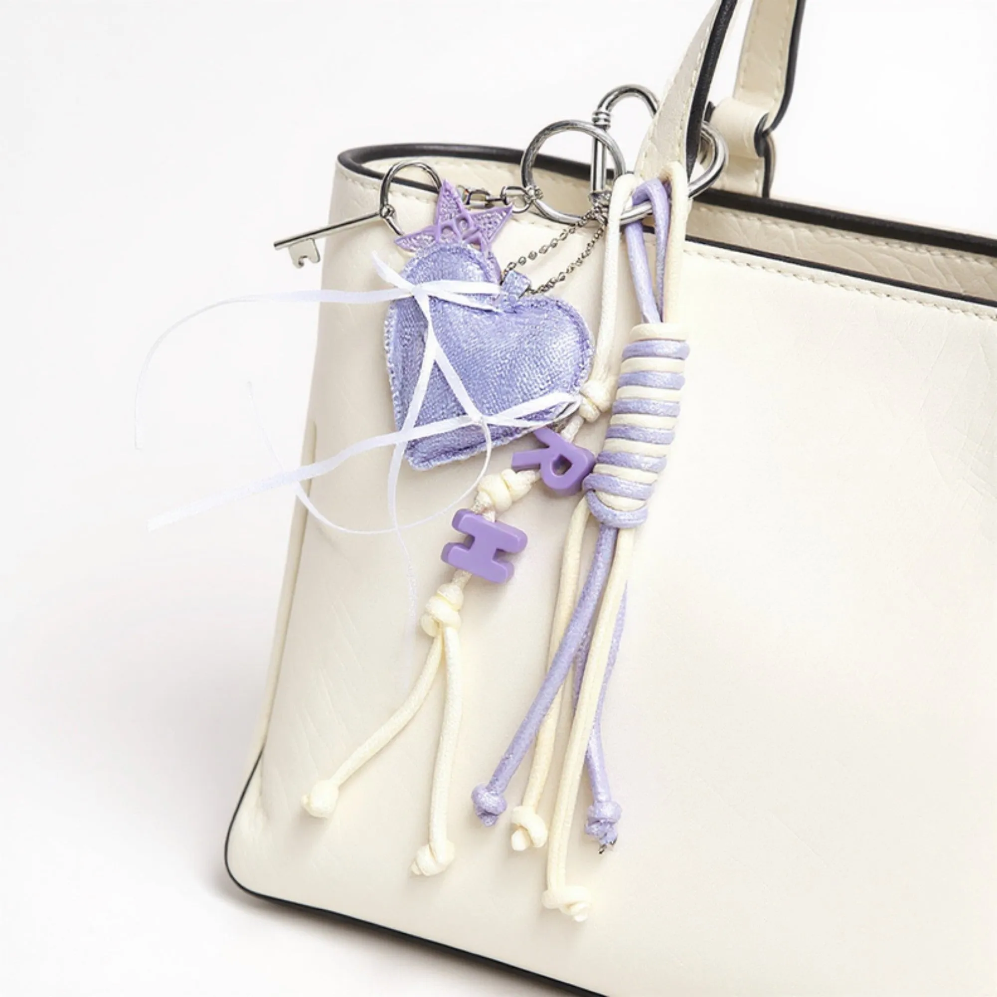 Anna-Kaci Heart Charm Keychain with Ribbon Tassels and Alphabet Beads sold by Anna-Kaci product image thumbnail 4