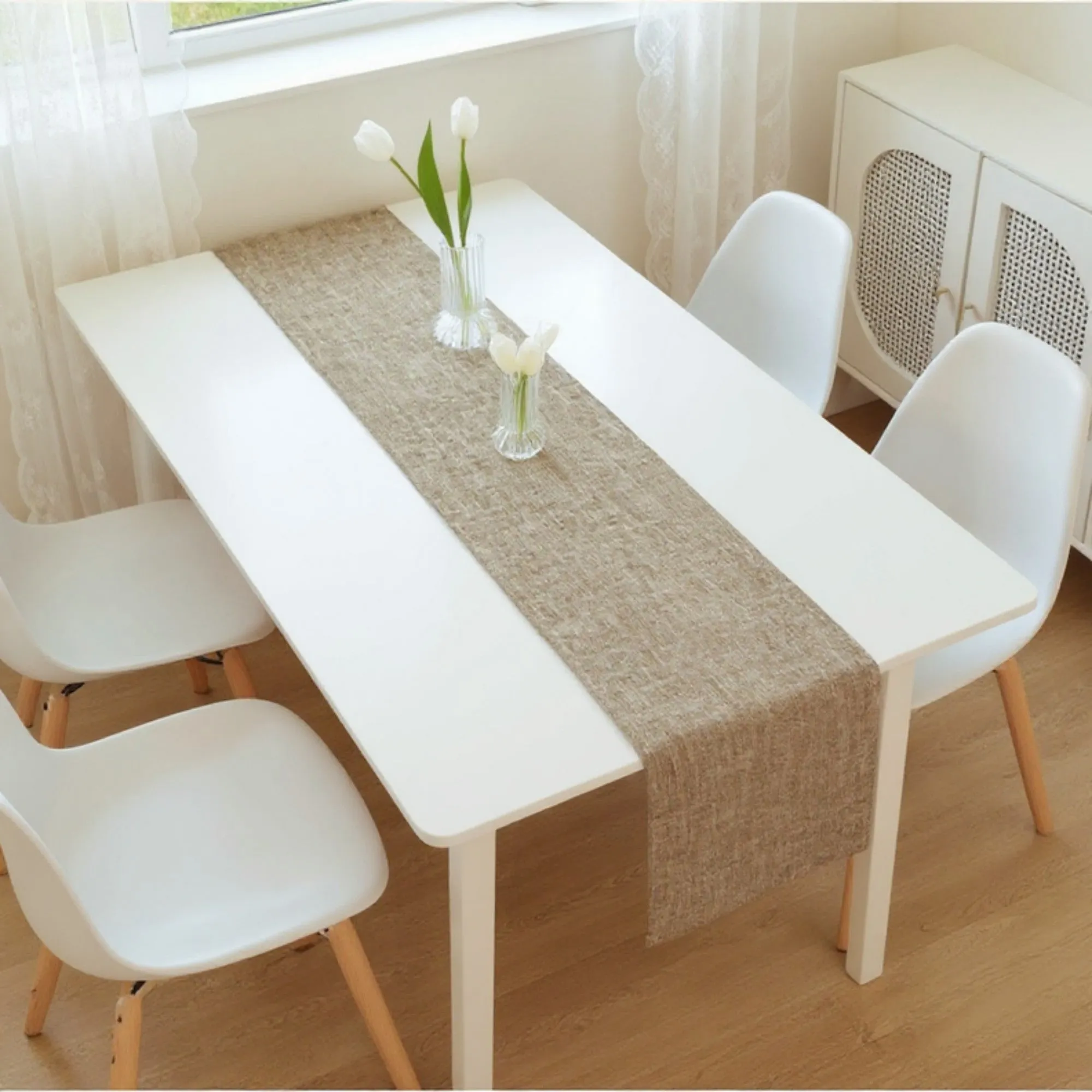 Anna-Kaci Solid Woven Table Runner with Textured Linen-Look Finish sold by Anna-Kaci product image thumbnail 4