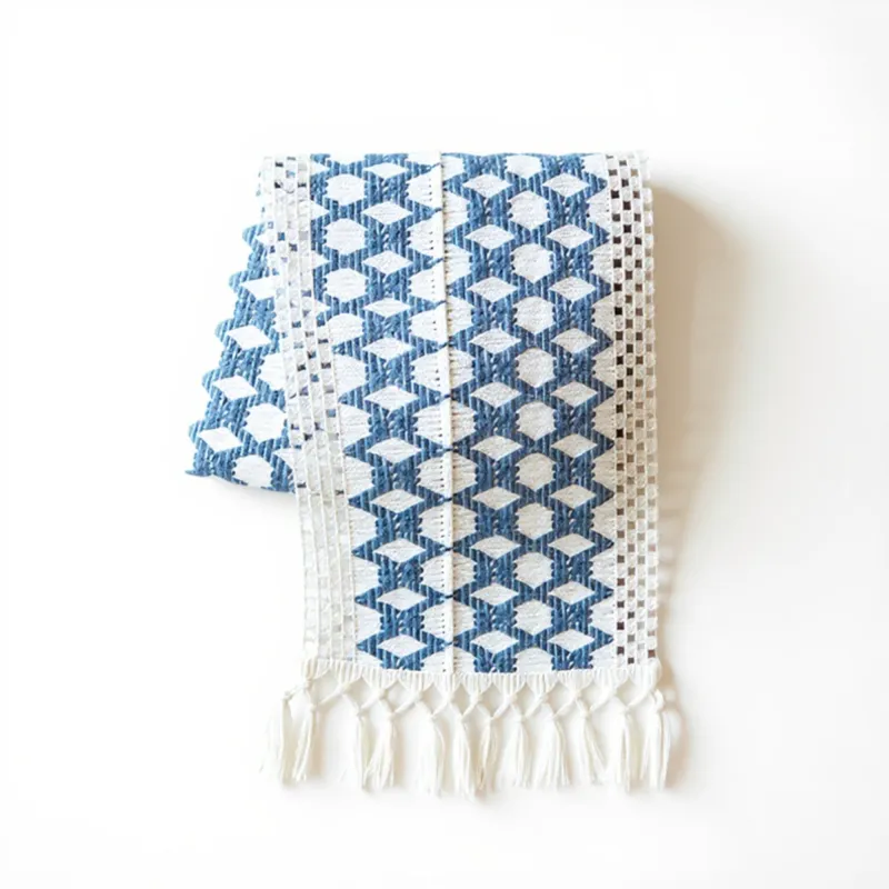 Anna-Kaci Geometric Woven Table Runner with Tassel Fringe Edges sold by Anna-Kaci