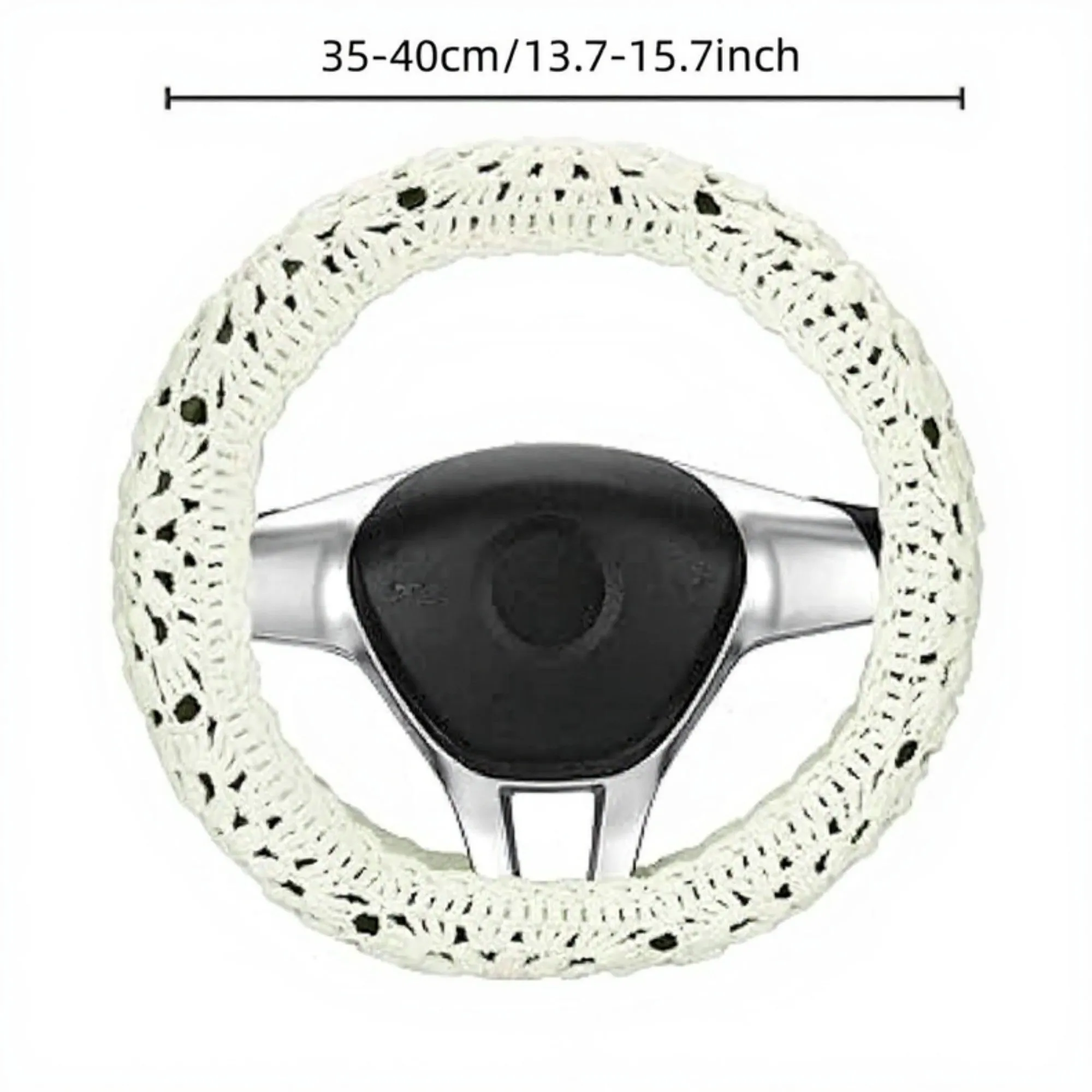 Anna-Kaci Handcrafted Crochet Steering Wheel Cover and Seat Belt Pad Set sold by Anna-Kaci product image thumbnail 3
