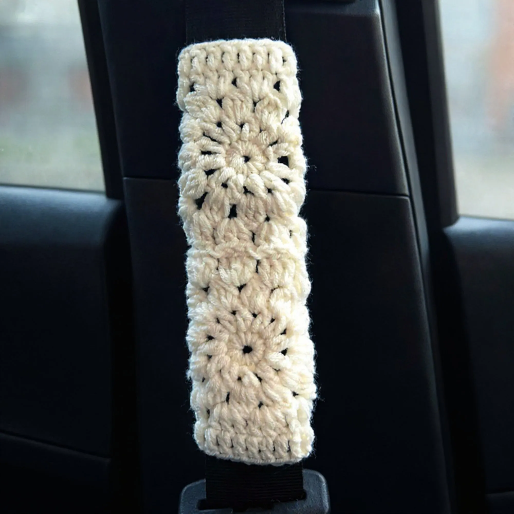 Anna-Kaci Handcrafted Crochet Steering Wheel Cover and Seat Belt Pad Set sold by Anna-Kaci product image thumbnail 4