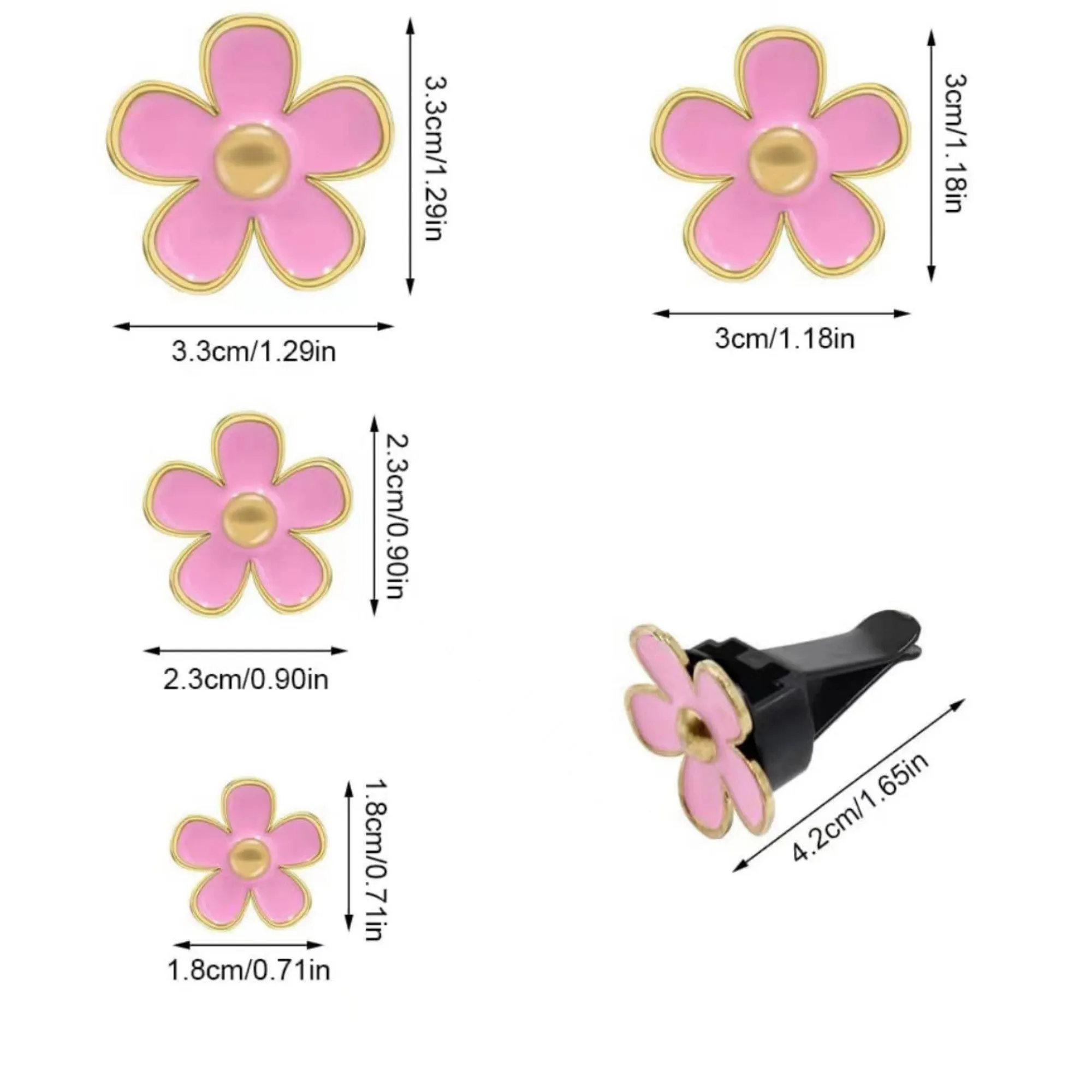Anna-Kaci 6-Piece Pink Flower Car Air Vent Clip Set with Gold Accent Petals sold by Anna-Kaci product image thumbnail 4