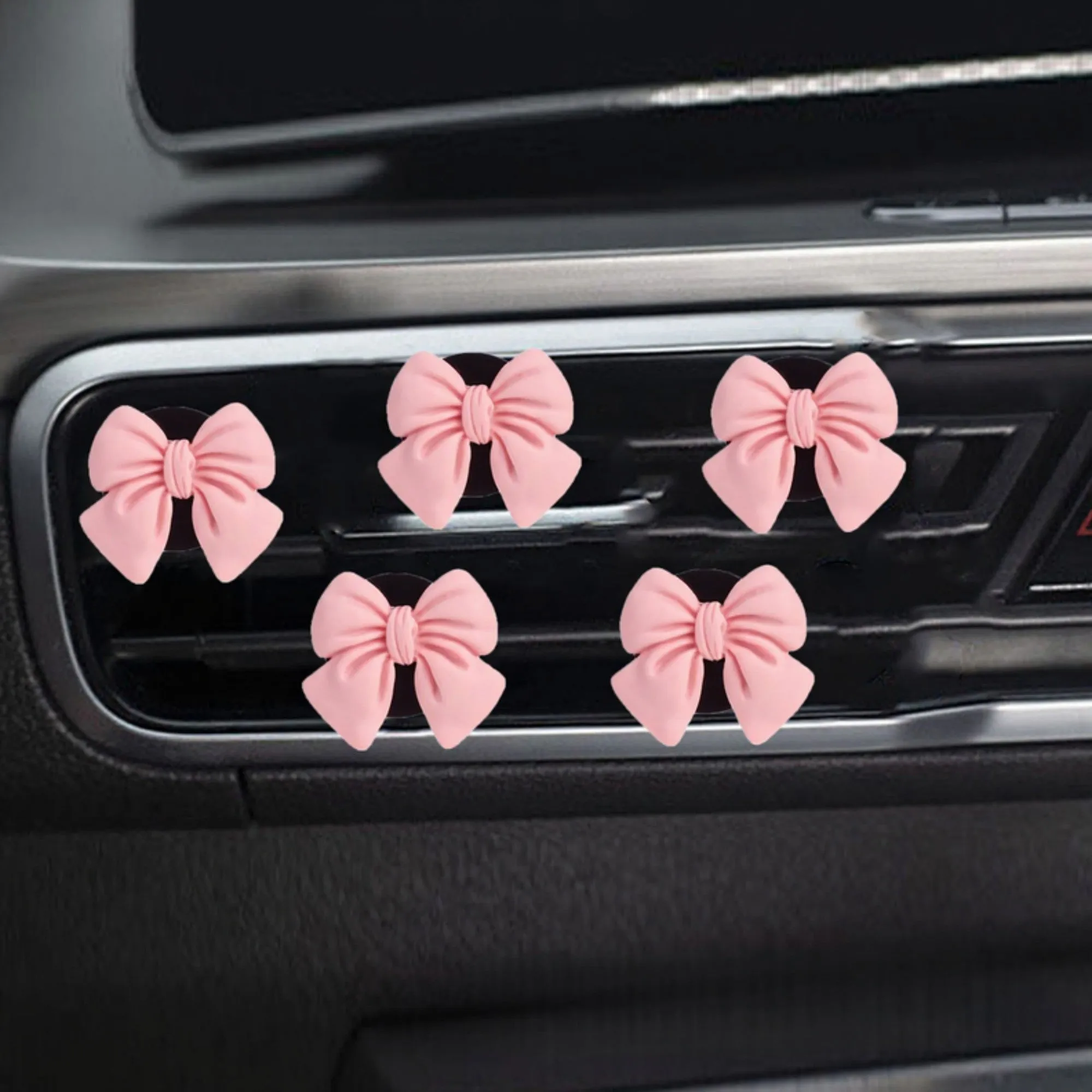 5-Piece Pink Bow Car Air Vent Clip Set with Soft Decorative Design sold by Anna-Kaci product image thumbnail 2