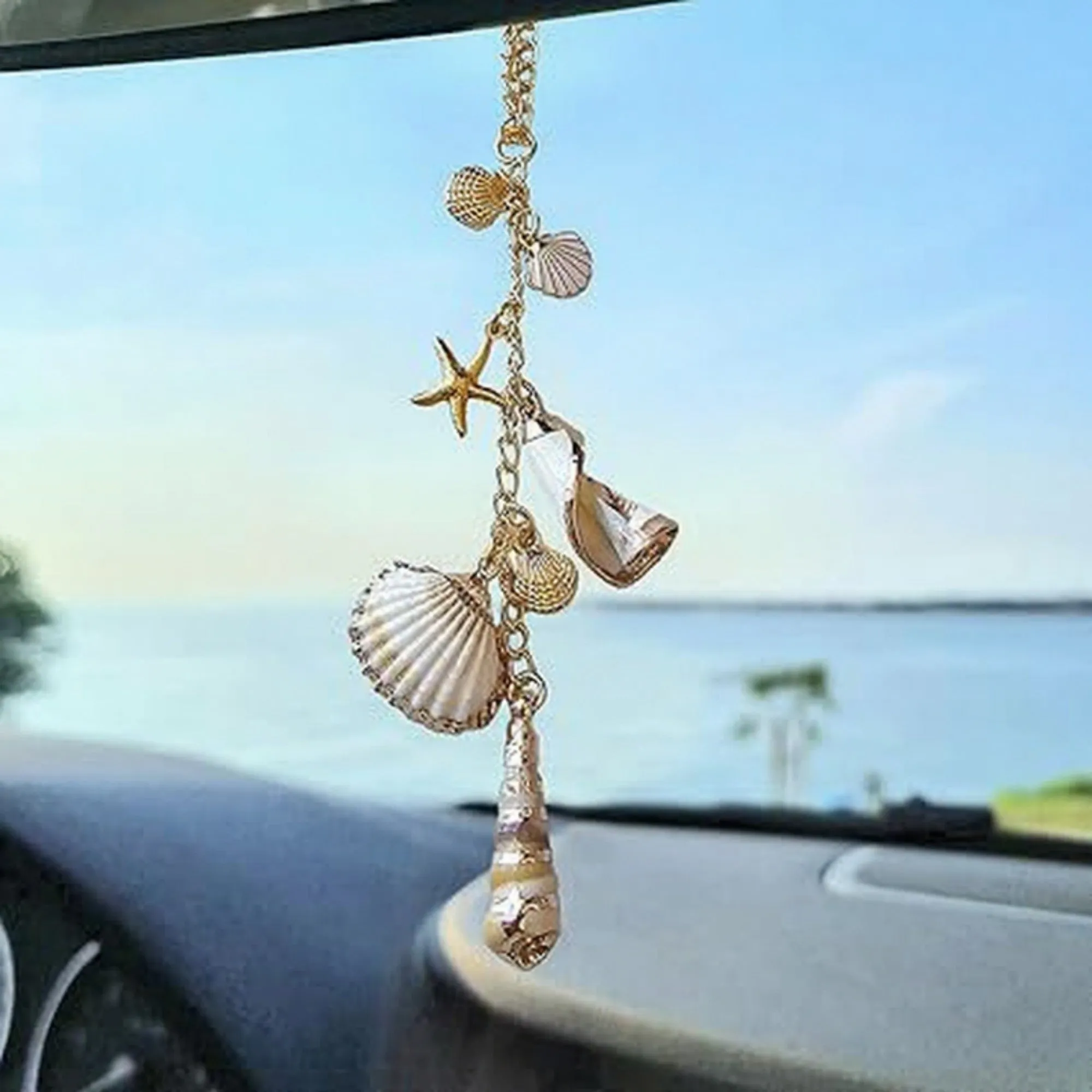 Anna-Kaci Gold Tone Seashell and Starfish Charm Keychain with Nautical Accents sold by Anna-Kaci product image thumbnail 2