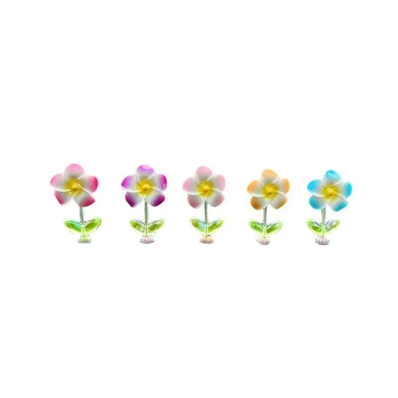 Anna-Kaci Mini Crystal Flower Figurine Set with Colorful Petals and Green Leaves sold by Anna-Kaci