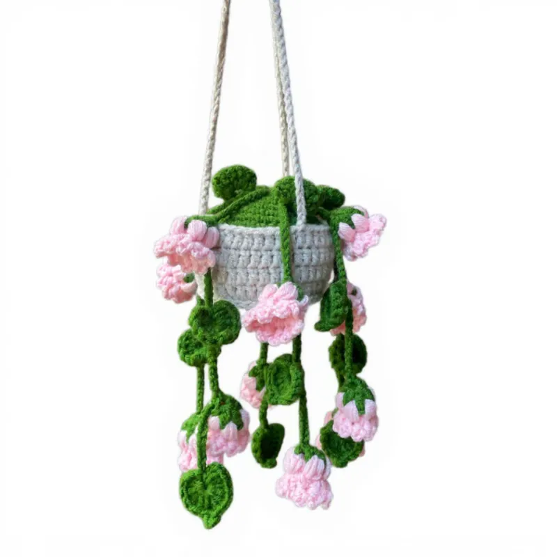 Anna-Kaci Handmade Crochet Hanging Flower Basket Decoration with Blooming Details made by Anna-Kaci
