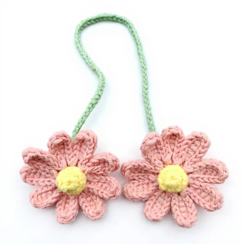 Anna-Kaci Crochet Daisy Car Mirror Hanging Decoration with Dual Flower Design made by Anna-Kaci