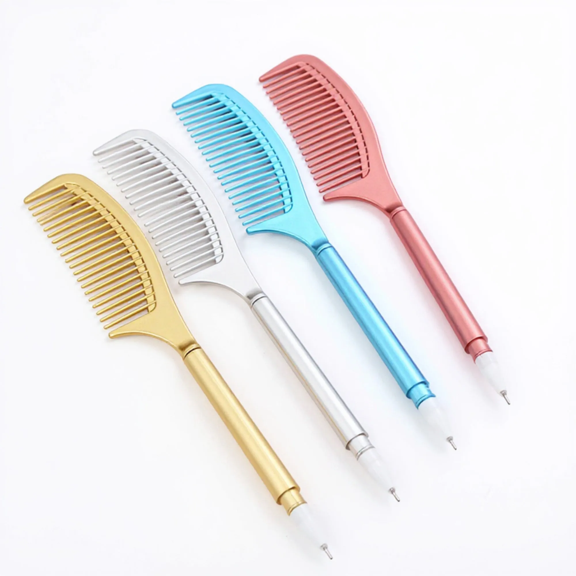 Anna-Kaci Comb Pen 4-Piece Set with Dual-Use Design and Metallic Finish sold by Anna-Kaci