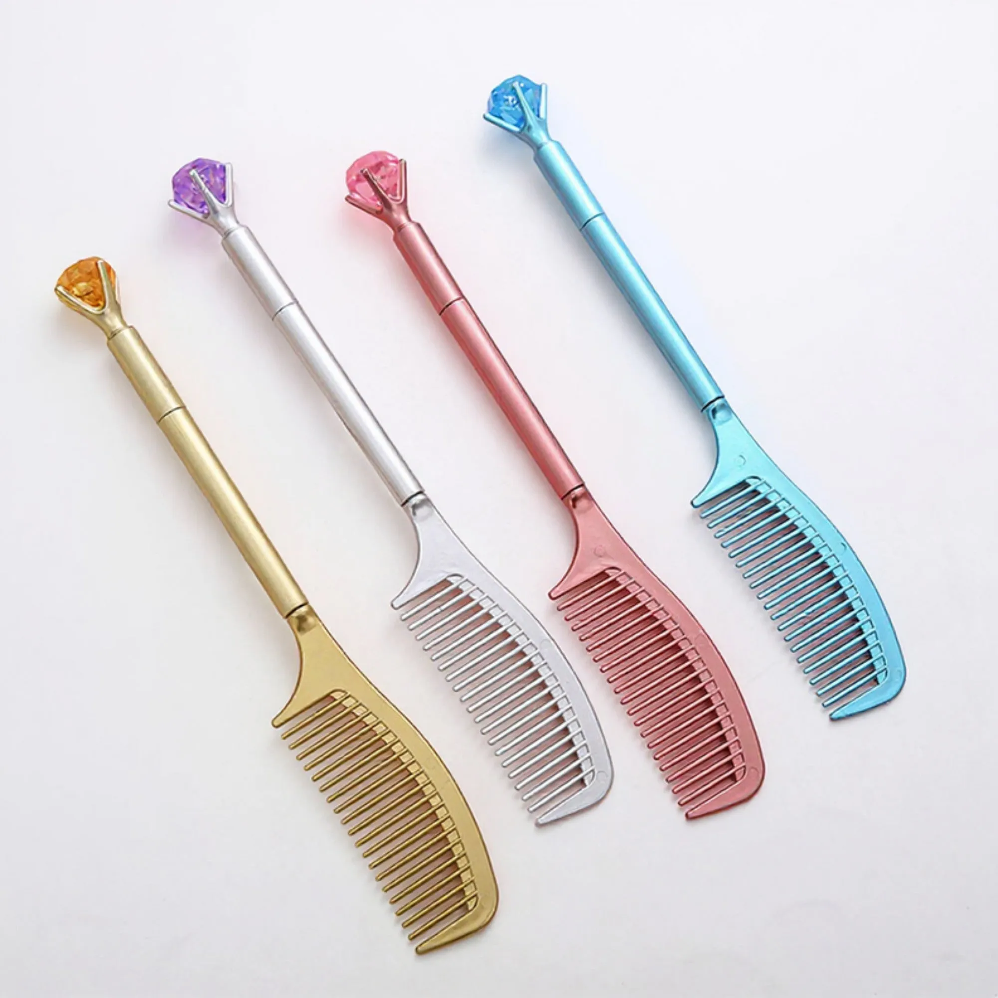 Anna-Kaci Comb Pen 4-Piece Set with Dual-Use Design and Metallic Finish sold by Anna-Kaci product image thumbnail 2