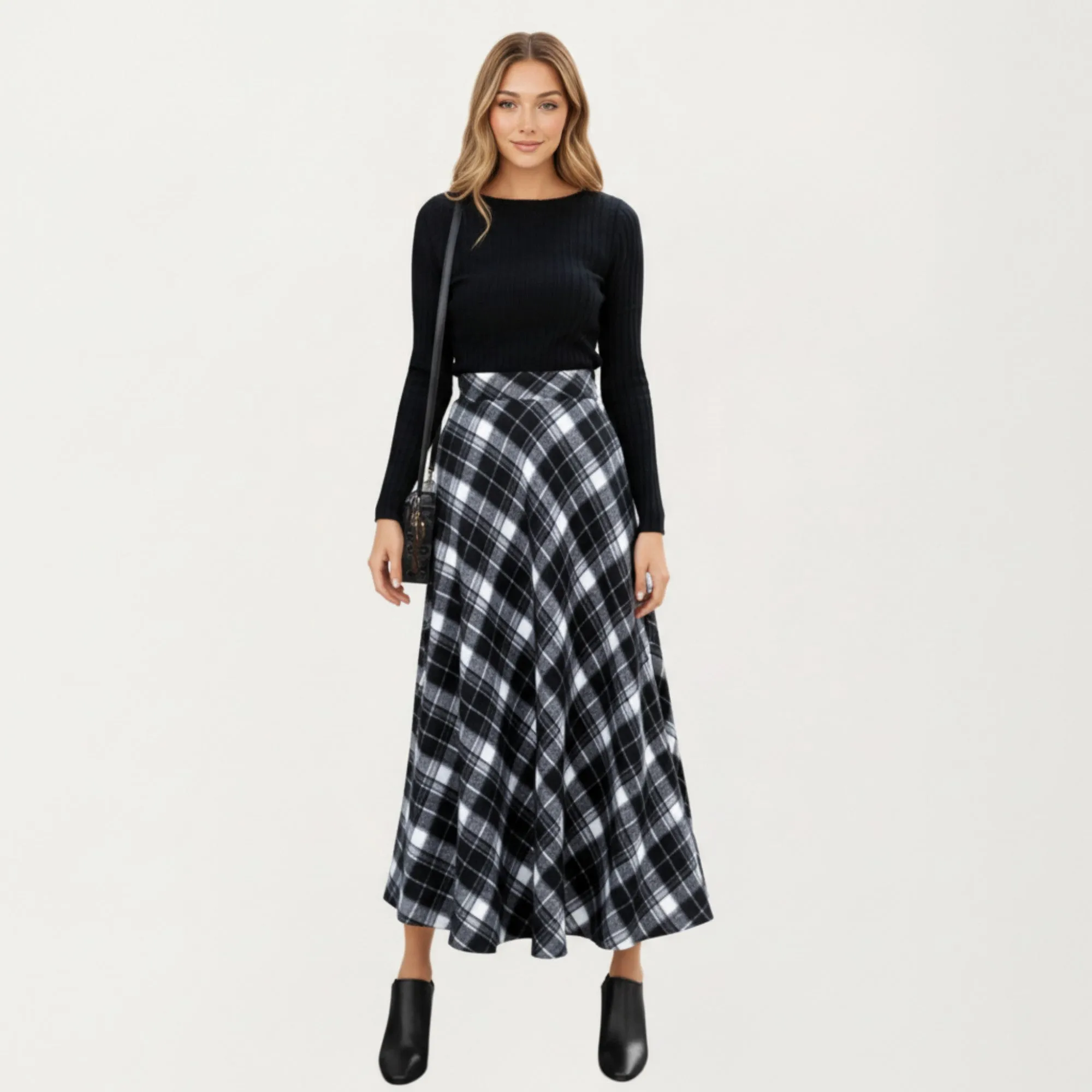 Anna-Kaci Women¡¯s Plaid Maxi Skirt with Soft Flowing Drape, Flattering A-Line Silhouette, and Comfortable Stretch Waistband Detail sold by Anna-Kaci product image thumbnail 2