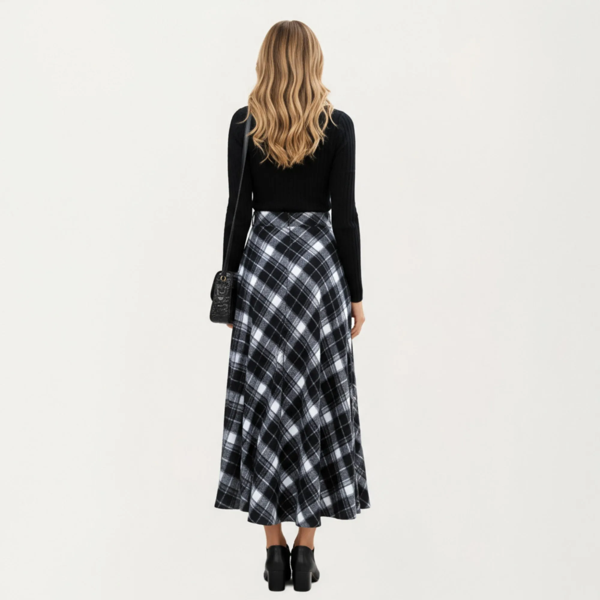 Anna-Kaci Women¡¯s Plaid Maxi Skirt with Soft Flowing Drape, Flattering A-Line Silhouette, and Comfortable Stretch Waistband Detail sold by Anna-Kaci product image thumbnail 4