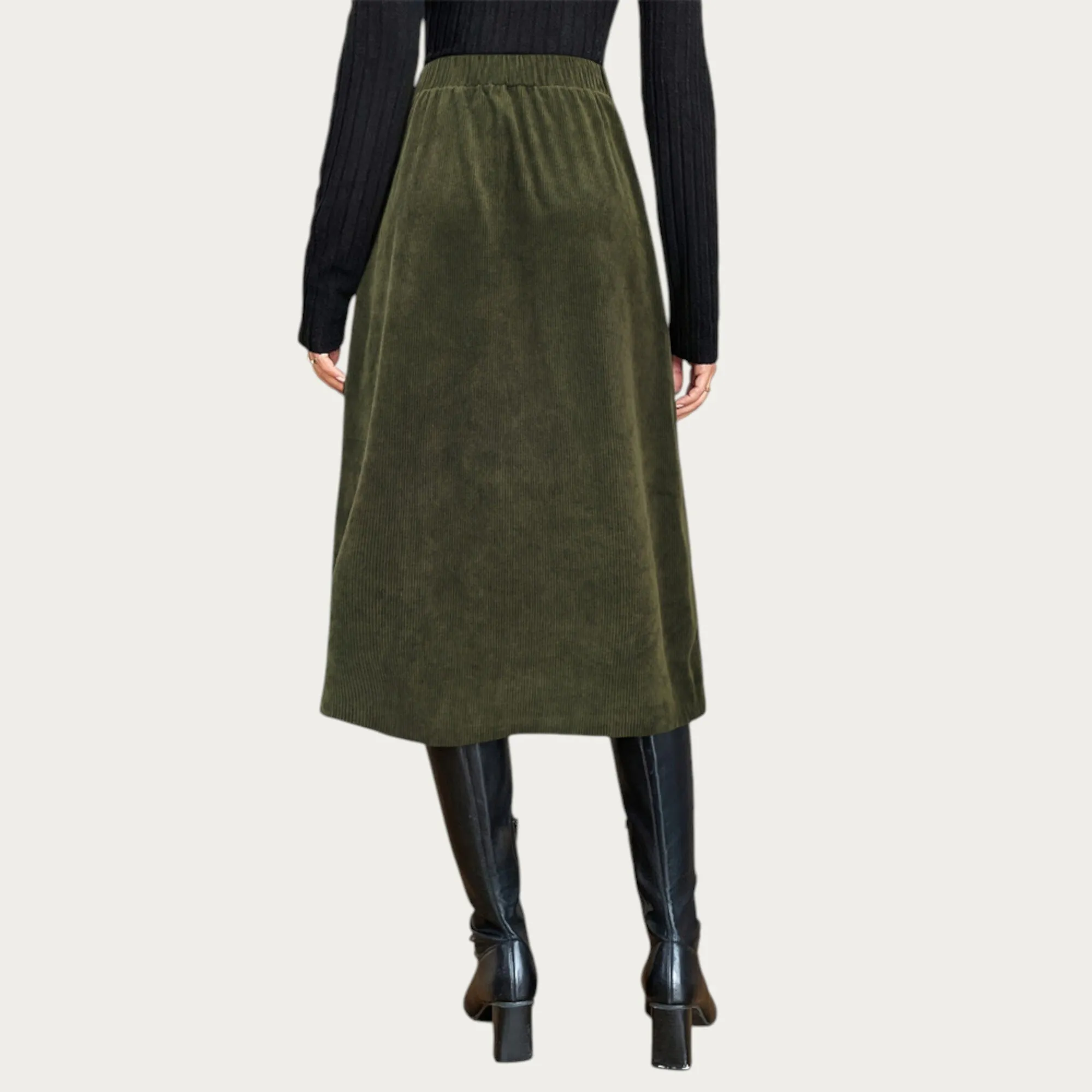 Anna-Kaci Women¡¯s Button Front Corduroy Midi Skirt with Structured Patch Pockets and Soft Textured Fabric for a Clean Tailored Look sold by Anna-Kaci product image thumbnail 3