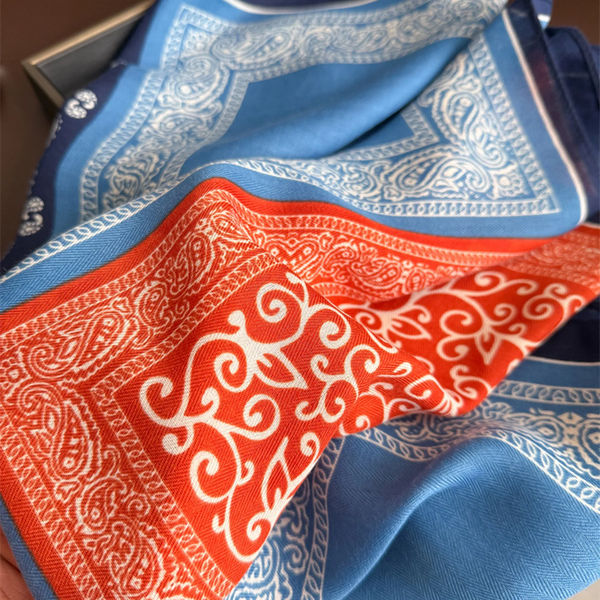 Anna-Kaci Women's Faux Velvet Scarf with Multi-Tone Bandana Patchwork Print 27¡Á27 Inches sold by Anna-Kaci product image thumbnail 3