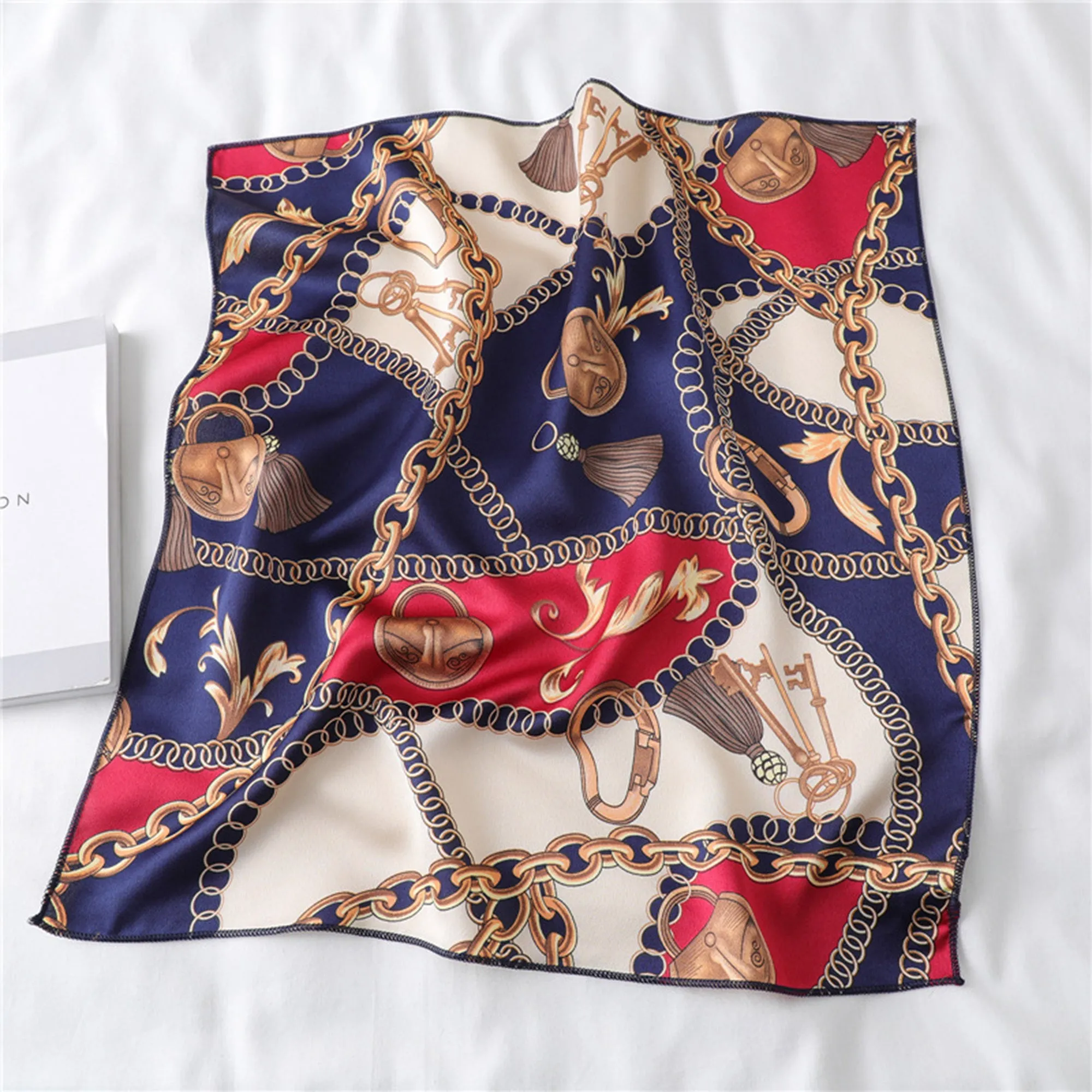 Anna-Kaci Women's Chain Print Satin Scarf with Luxury Inspired Design 20¡Á20 Inches sold by Anna-Kaci product image thumbnail 5