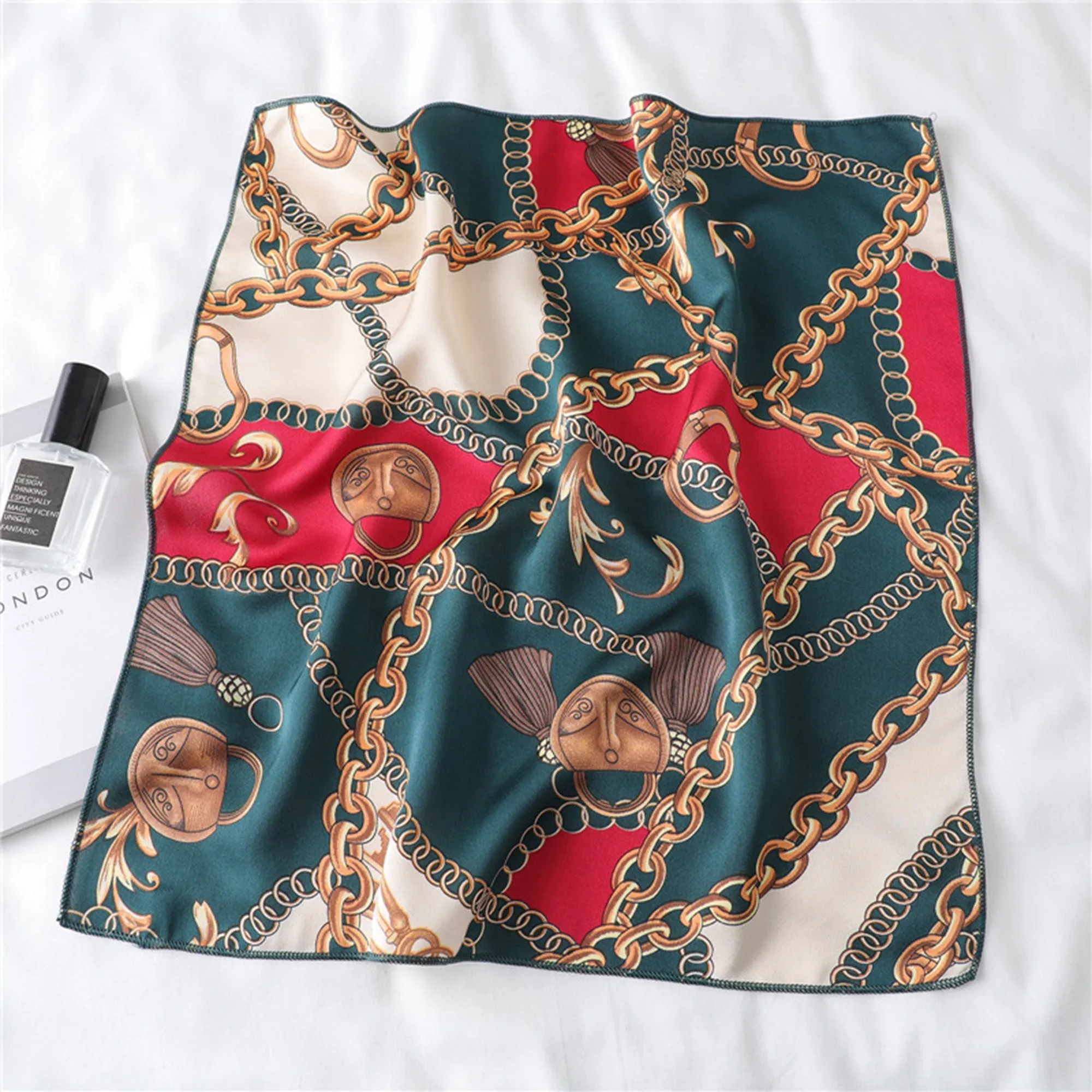 Anna-Kaci Women's Chain Print Satin Scarf with Luxury Inspired Design 20¡Á20 Inches sold by Anna-Kaci product image thumbnail 2