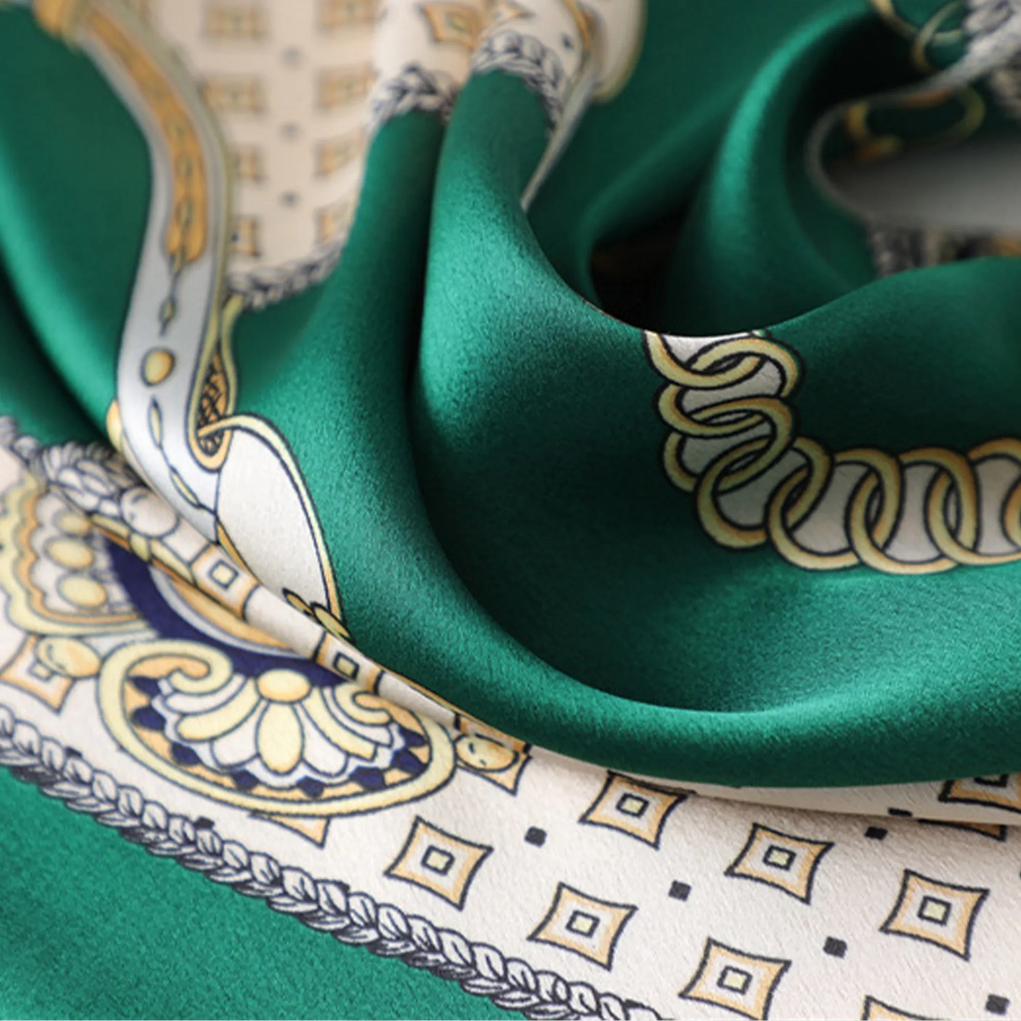 Women's Baroque Print Satin Scarf with Glossy Finish 20x20 Inches sold by Anna-Kaci product image thumbnail 3