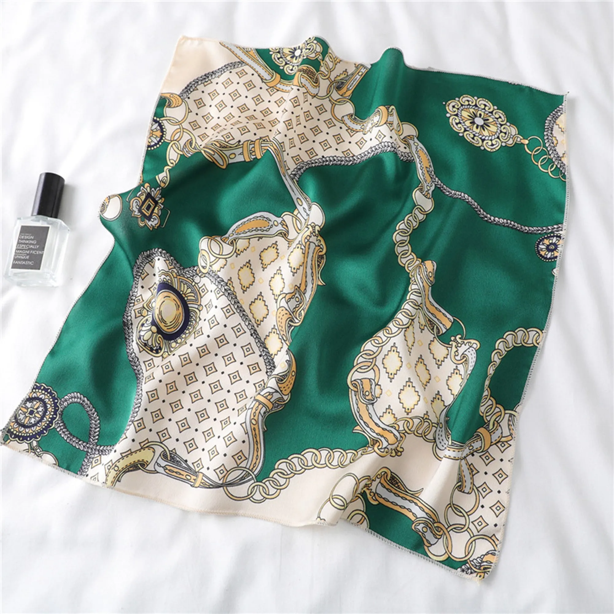 Women's Baroque Print Satin Scarf with Glossy Finish 20x20 Inches sold by Anna-Kaci product image thumbnail 2