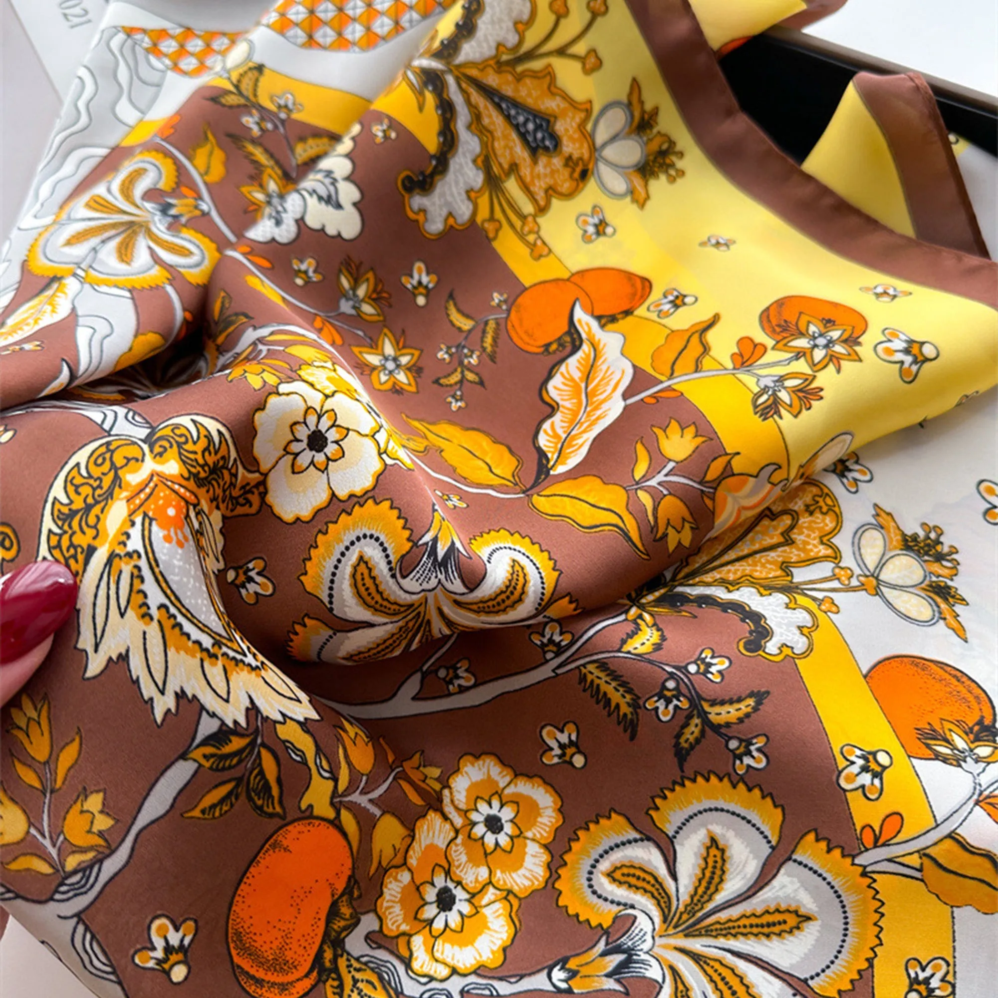 Anna-Kaci Women's Floral Print Satin Scarf with Elegant Design 27.5¡Á27.5 Inches sold by Anna-Kaci product image thumbnail 3