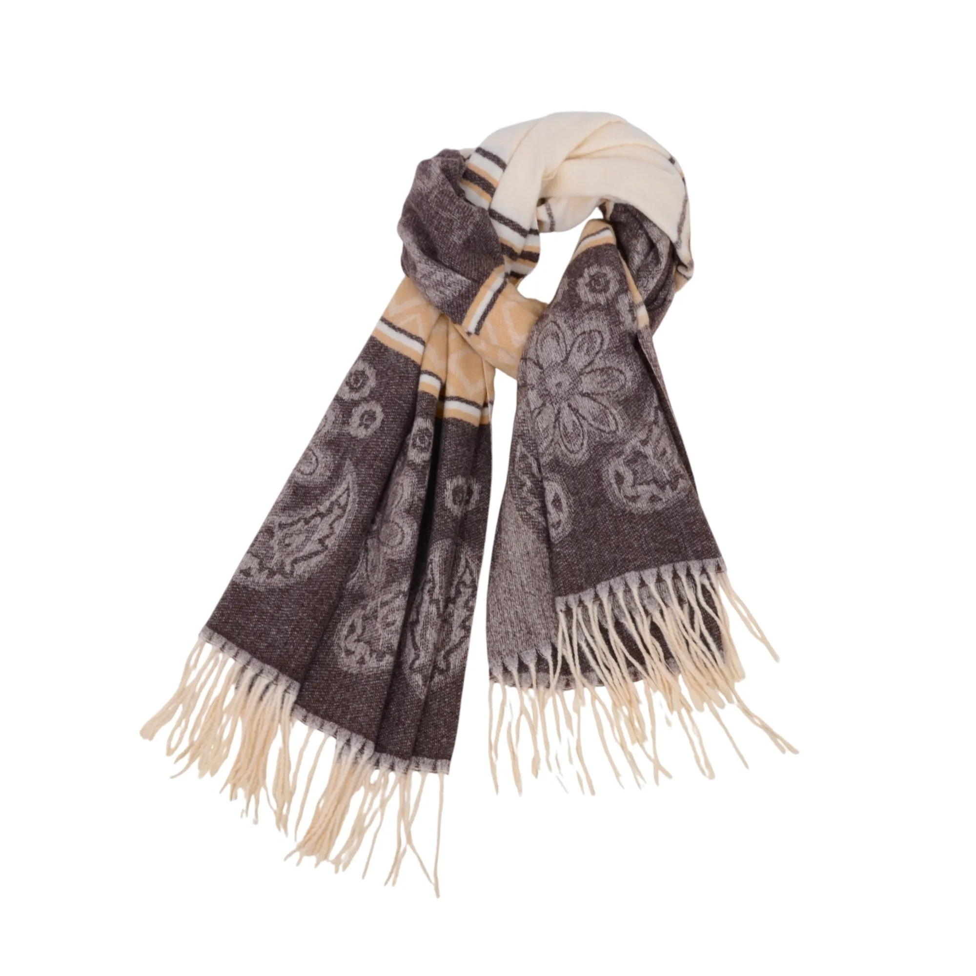 Anna-Kaci Women's Scarf with Jacquard Geometric and Paisley Pattern Fringe Design 78.5¡Á27.5 Inches sold by Anna-Kaci