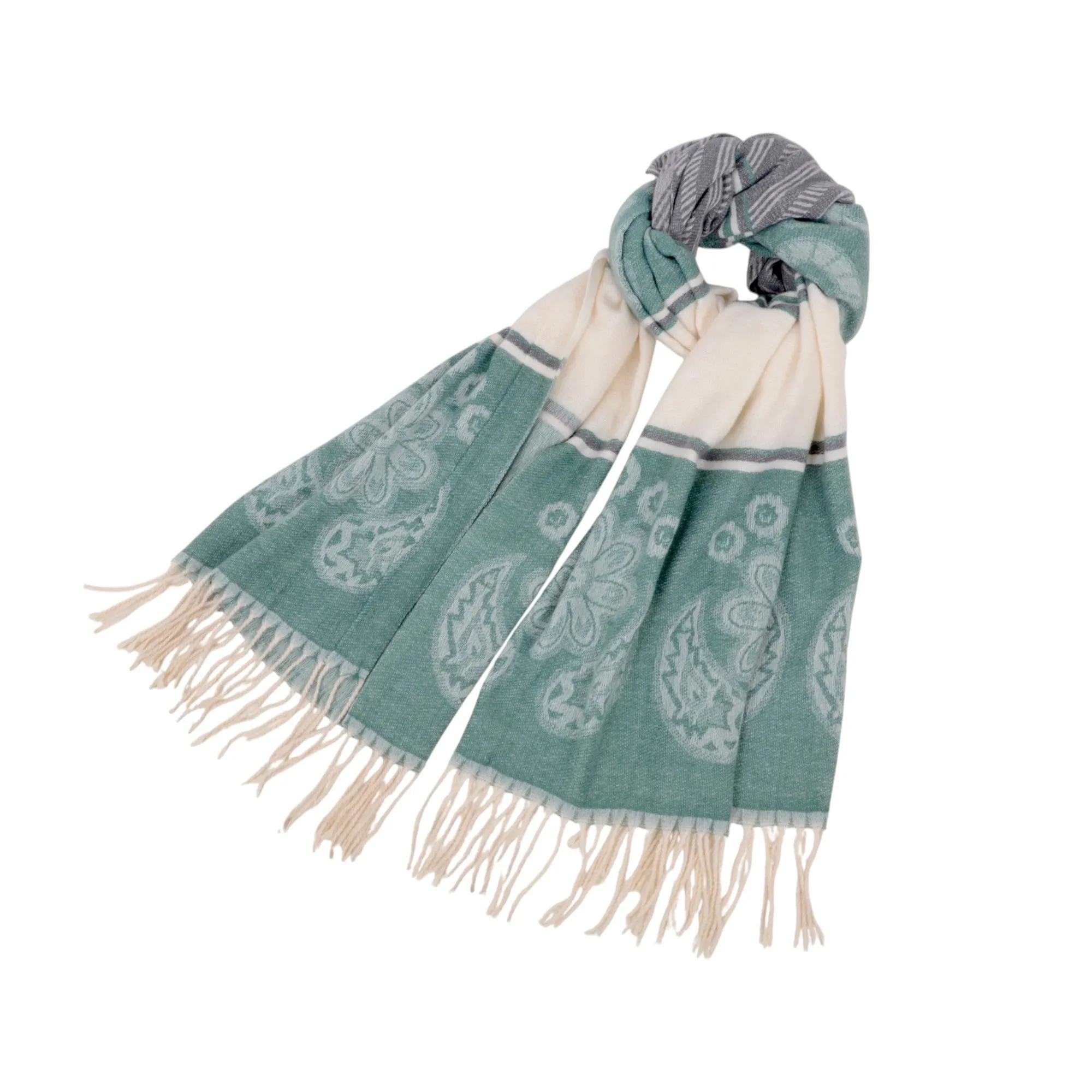 Anna-Kaci Women's Scarf with Jacquard Geometric and Paisley Pattern Fringe Design 78.5¡Á27.5 Inches sold by Anna-Kaci product image thumbnail 5
