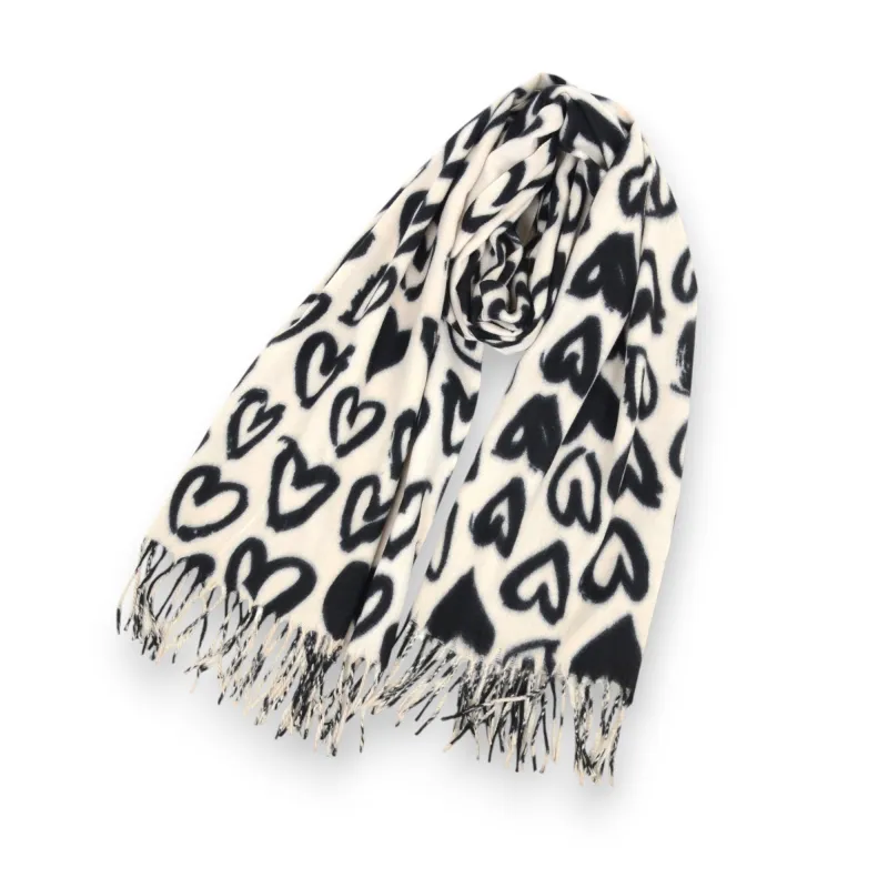 Anna-Kaci Women's Soft Heart Pattern Brushed Scarf with Fringe Tassel Ends 70.5¡Á27.5 Inches sold by Anna-Kaci