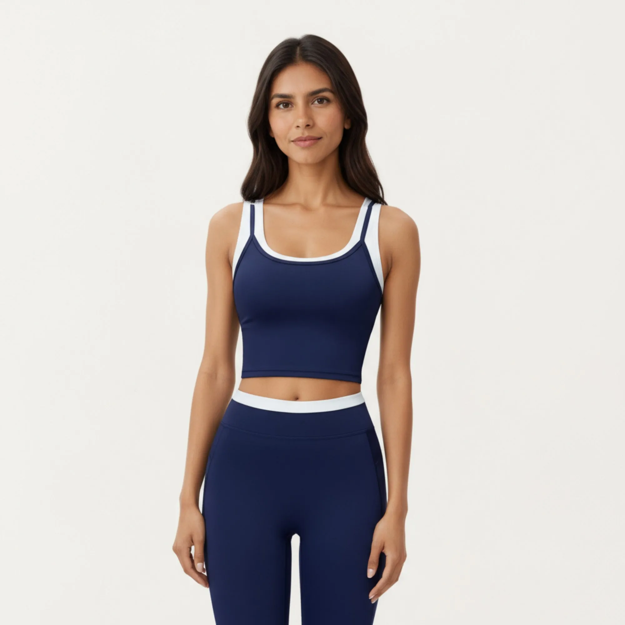 Anna-Kaci Active Women's Fitted Scoop Neck Crop Athletic Tank Top with Contrast Trim Details and Supportive Stretch Performance Fabric sold by Anna-Kaci product image thumbnail 2