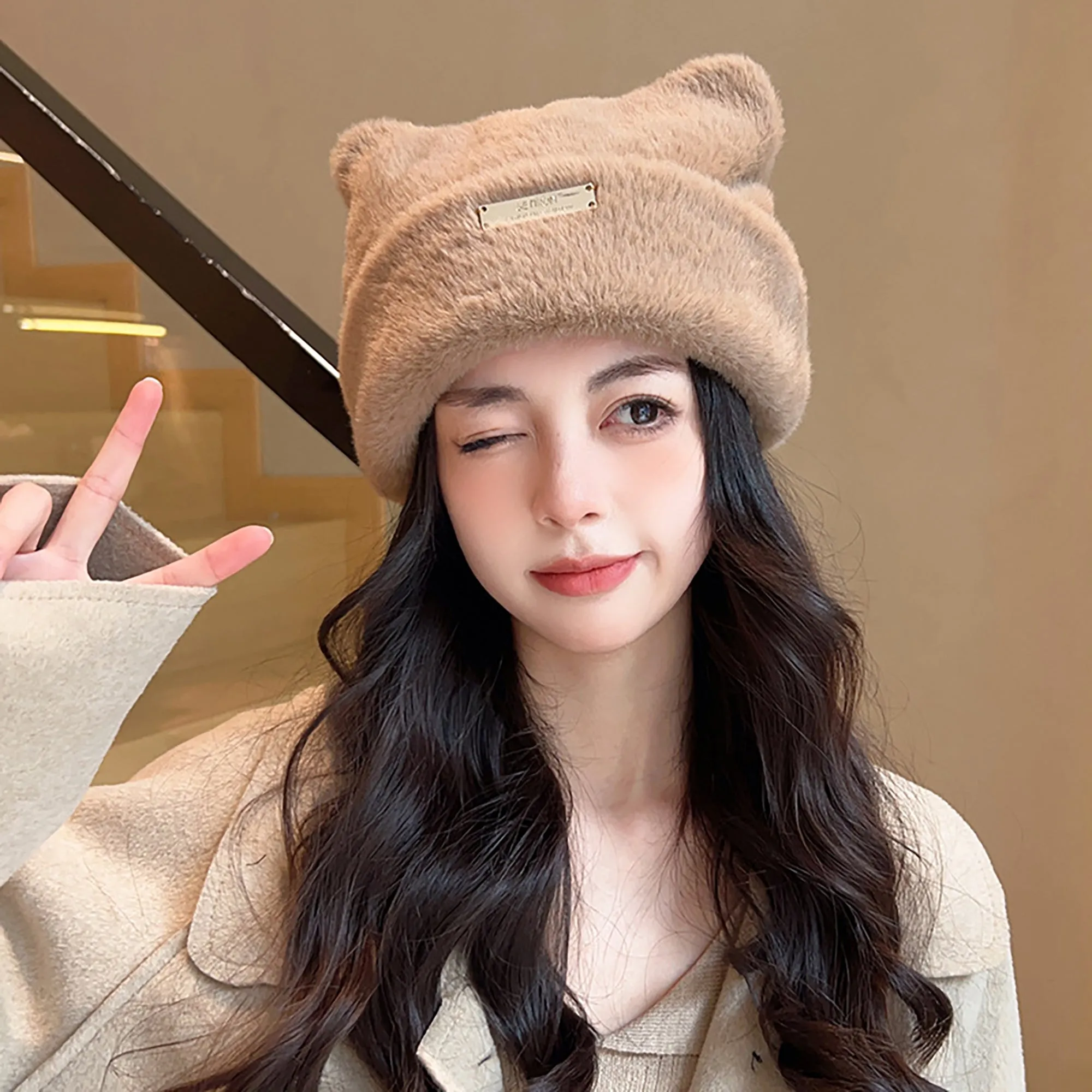 Anna-Kaci Women's Fuzzy Cat Ear Beanie - Soft Plush Winter Hat sold by Anna-Kaci product image thumbnail 2