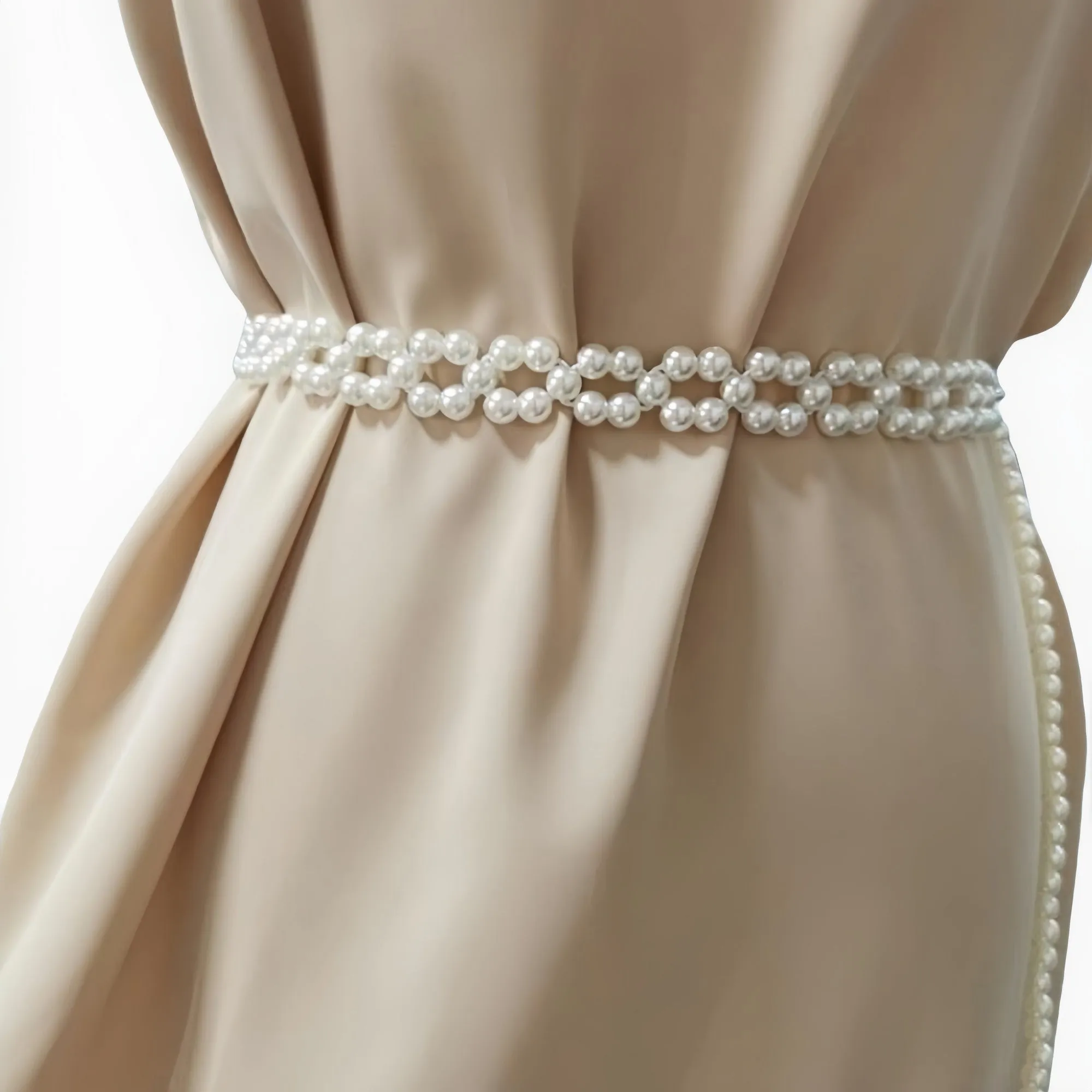 Anna-Kaci Women's Faux Pearl Beaded Waist Chain Belt with Clustered Design and Adjustable Length 45.5x0.6in sold by Anna-Kaci product image thumbnail 3