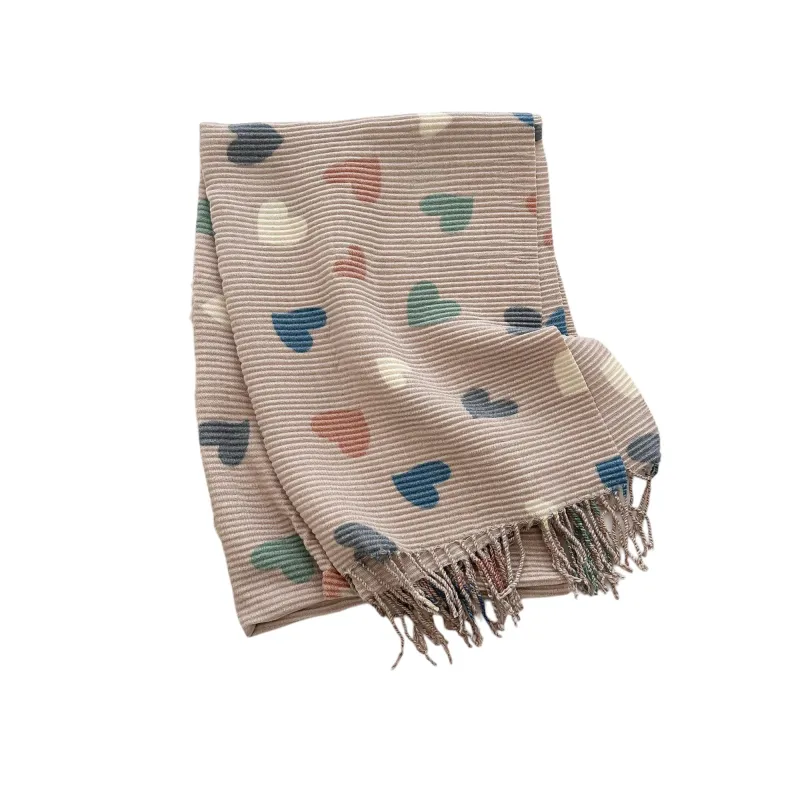 Anna-Kaci Women¡¯s Heart Pattern Soft Knit Scarf with Delicate Fringe Edges and Lightweight Cozy Texture Designed for Gentle Everyday Comfort sold by Anna-Kaci