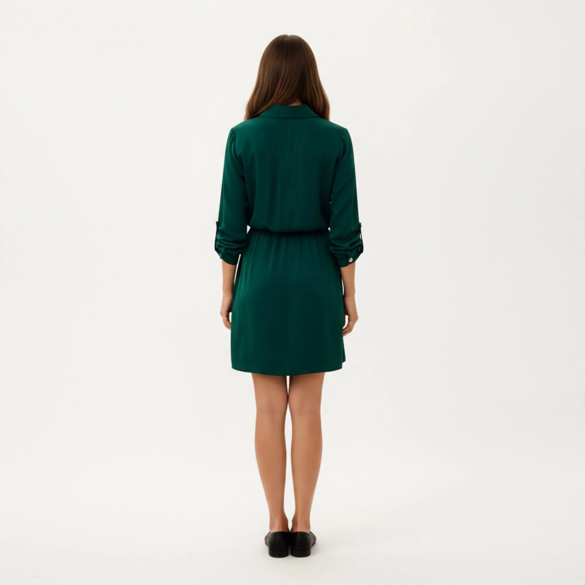 Anna-Kaci Women¡¯s Button Front Shirt Dress with Adjustable Sleeves Soft Drawstring Waist and Relaxed Flowing Silhouette sold by Anna-Kaci product image thumbnail 4