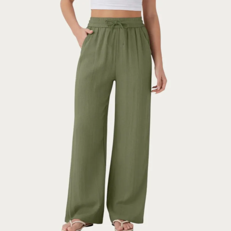 Anna-Kaci Women¡¯s High Waist Drawstring Lounge Pants with Wide Leg Silhouette Soft Relaxed Knit Fabric sold by Anna-Kaci