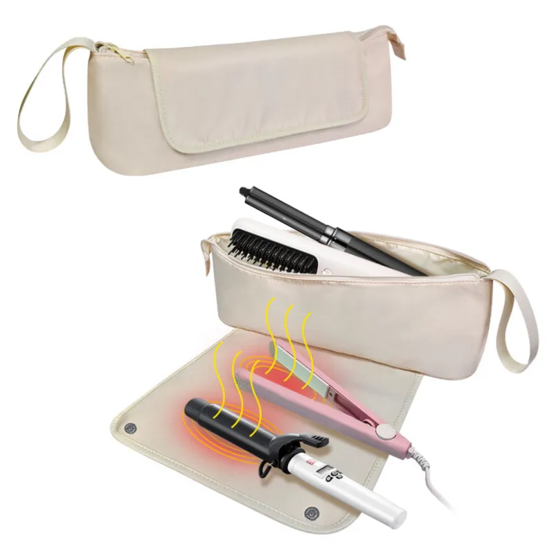 Anna-Kaci Heat-Resistant Hair Tool Storage Bag with Built-In Protective Mat and Travel Handle sold by Anna-Kaci