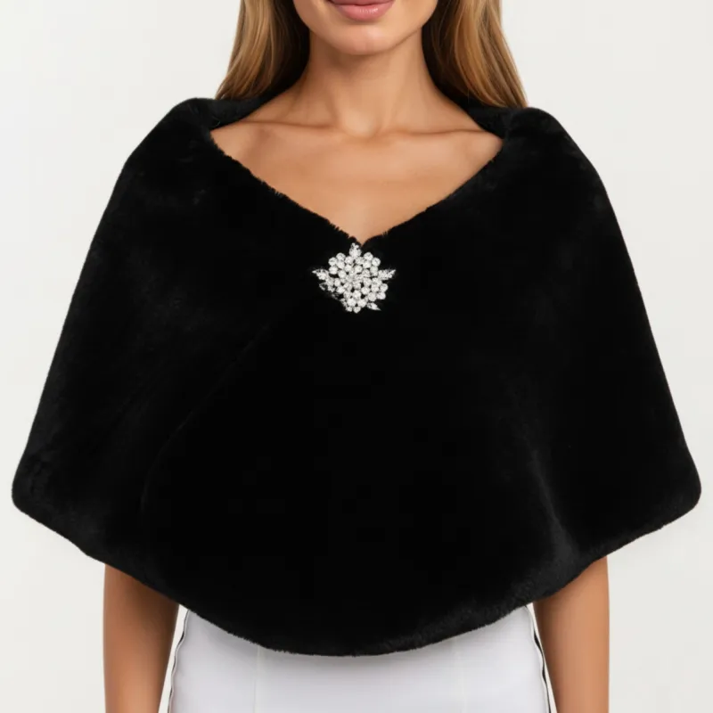 Anna-Kaci Women's Faux Fur Shawl Wrap with Soft Plush Texture, Elegant Draped Silhouette 19in made by Anna-Kaci