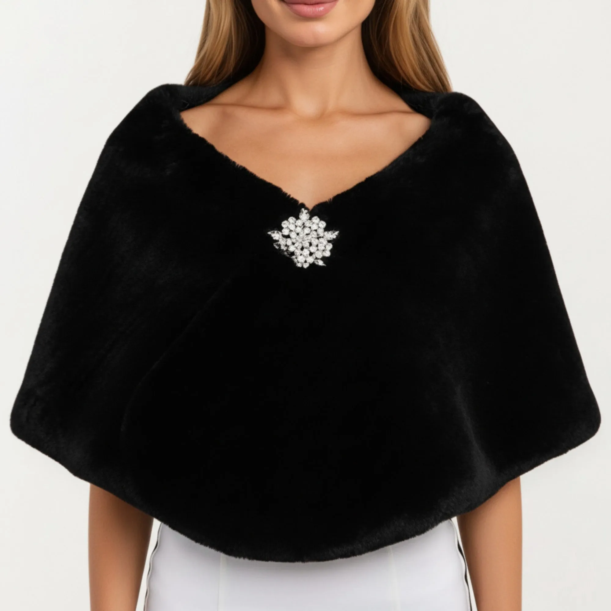 Anna-Kaci Women's Faux Fur Shawl Wrap with Soft Plush Texture, Elegant Draped Silhouette 19in sold by Anna-Kaci