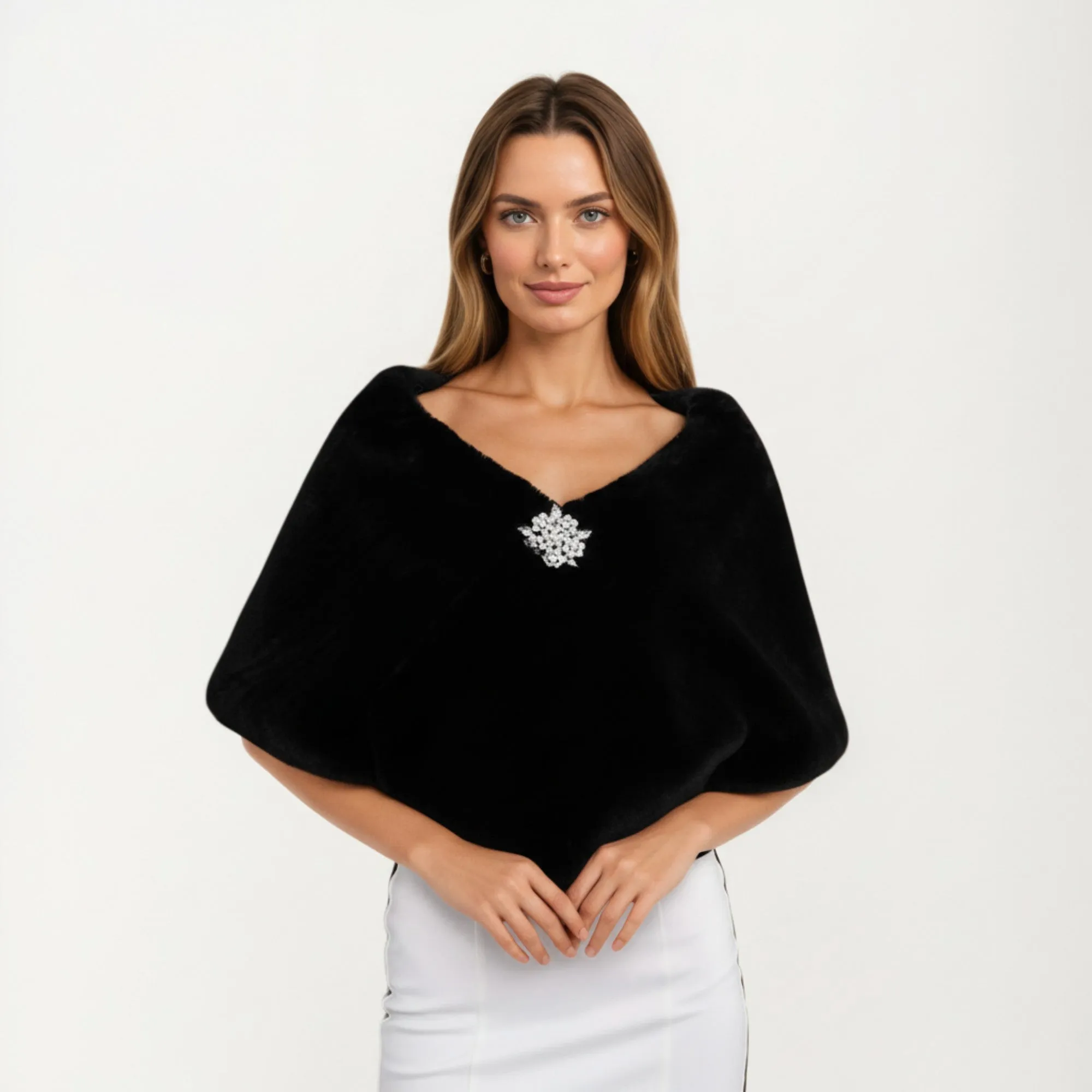 Anna-Kaci Women's Faux Fur Shawl Wrap with Soft Plush Texture, Elegant Draped Silhouette 19in sold by Anna-Kaci product image thumbnail 2