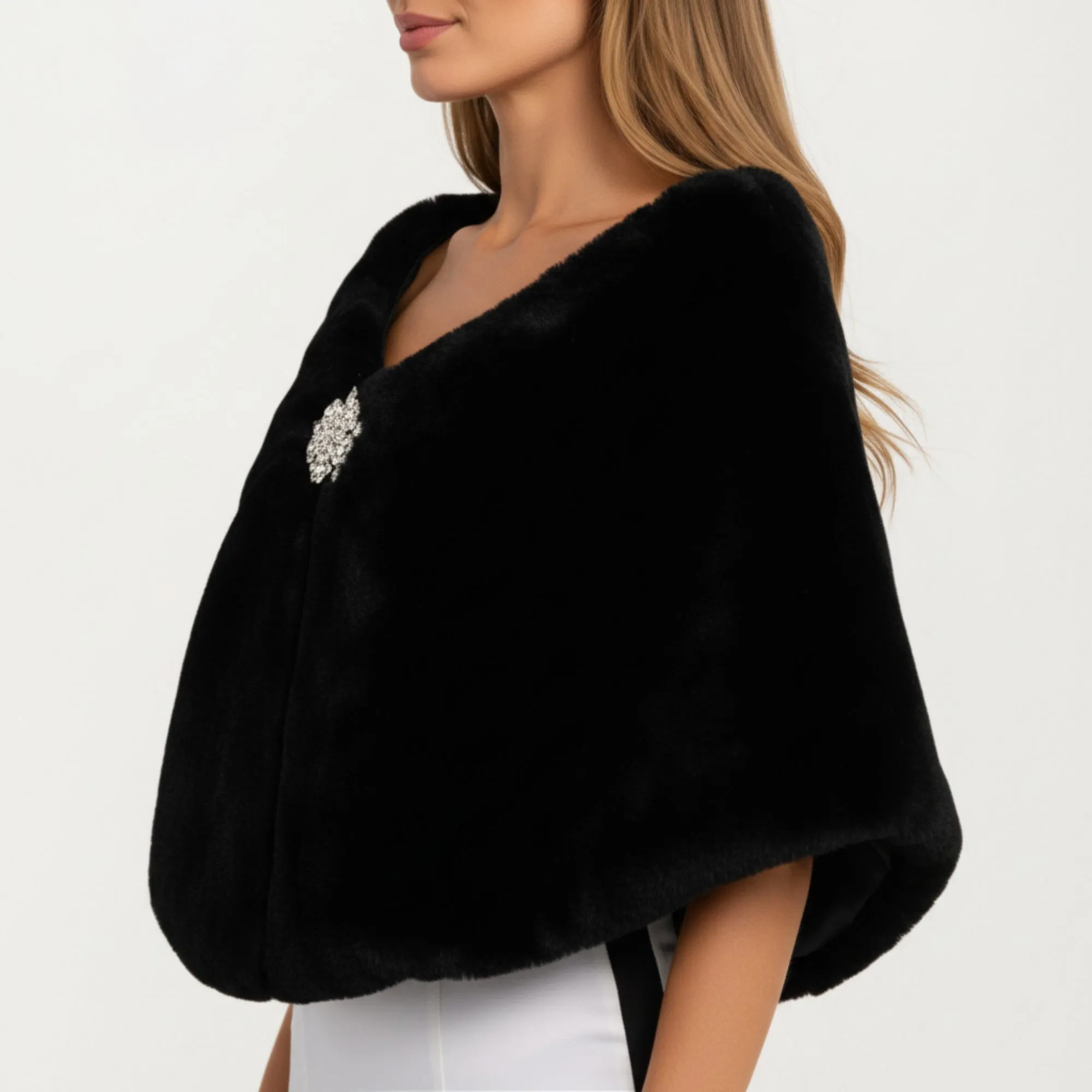 Anna-Kaci Women's Faux Fur Shawl Wrap with Soft Plush Texture, Elegant Draped Silhouette 19in sold by Anna-Kaci product image thumbnail 3