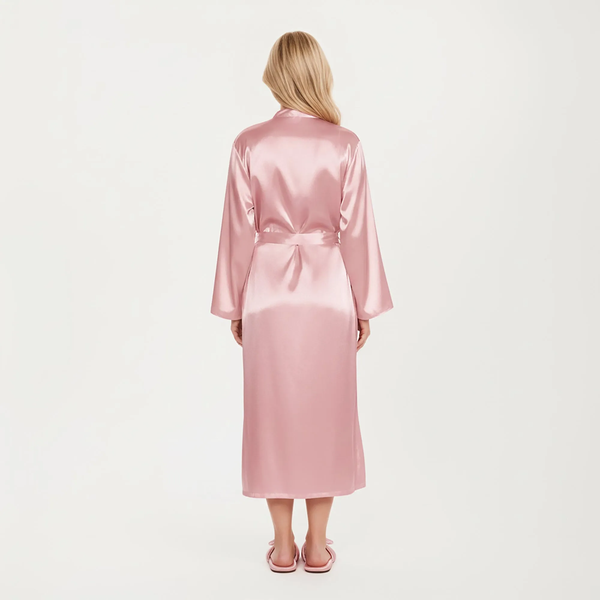 Anna-Kaci Lounge Women's PLus Size Satin 2-Piece Robe and Slip Dress Set with Adjustable Spaghetti Straps and Soft Flowing Drape sold by Anna-Kaci product image thumbnail 4