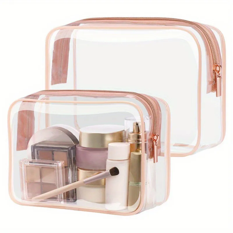 Anna-Kaci 3-Piece Clear Travel Toiletry Bag Set with Zipper Closure and Waterproof PVC Design 7.8x6x2.5IN sold by Anna-Kaci