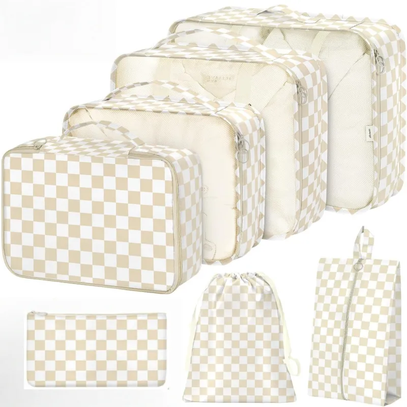 Anna-Kaci 7-Piece Travel Packing Cube Set with Checkered Pattern and Multi-Size Organizers 16x12.5x3.5in sold by Anna-Kaci