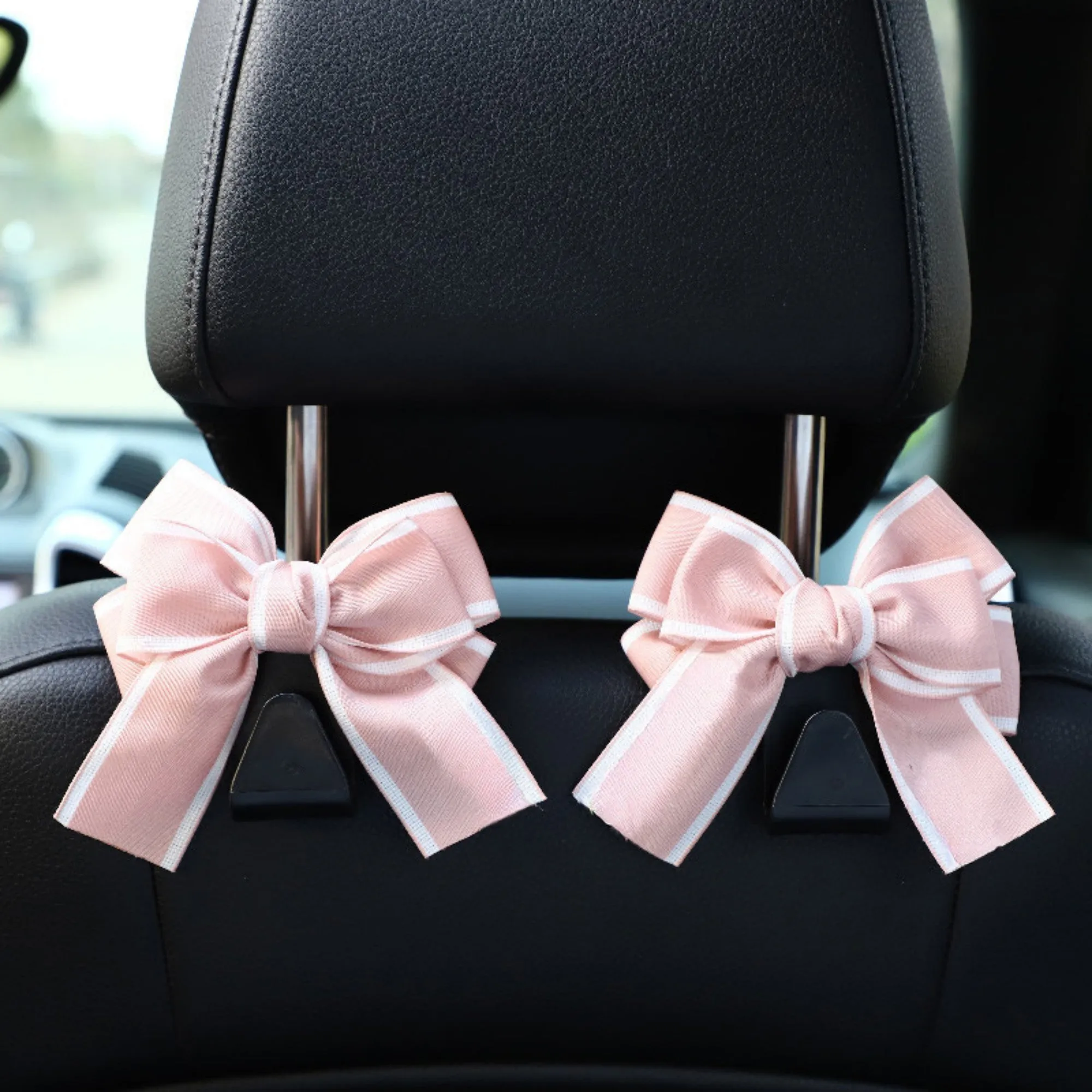 Anna-Kaci Decorative Ribbon Bow Car Headrest Hooks 2-Piece Set for Handbags and Accessories sold by Anna-Kaci product image thumbnail 4