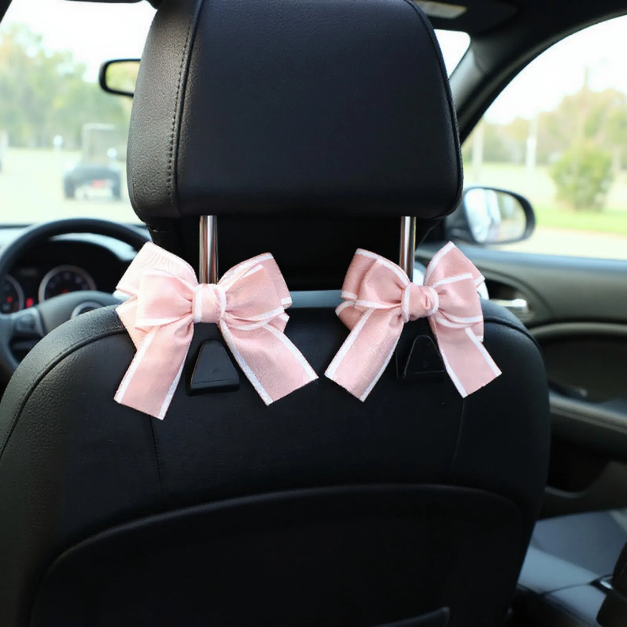 Anna-Kaci Decorative Ribbon Bow Car Headrest Hooks 2-Piece Set for Handbags and Accessories sold by Anna-Kaci product image thumbnail 2