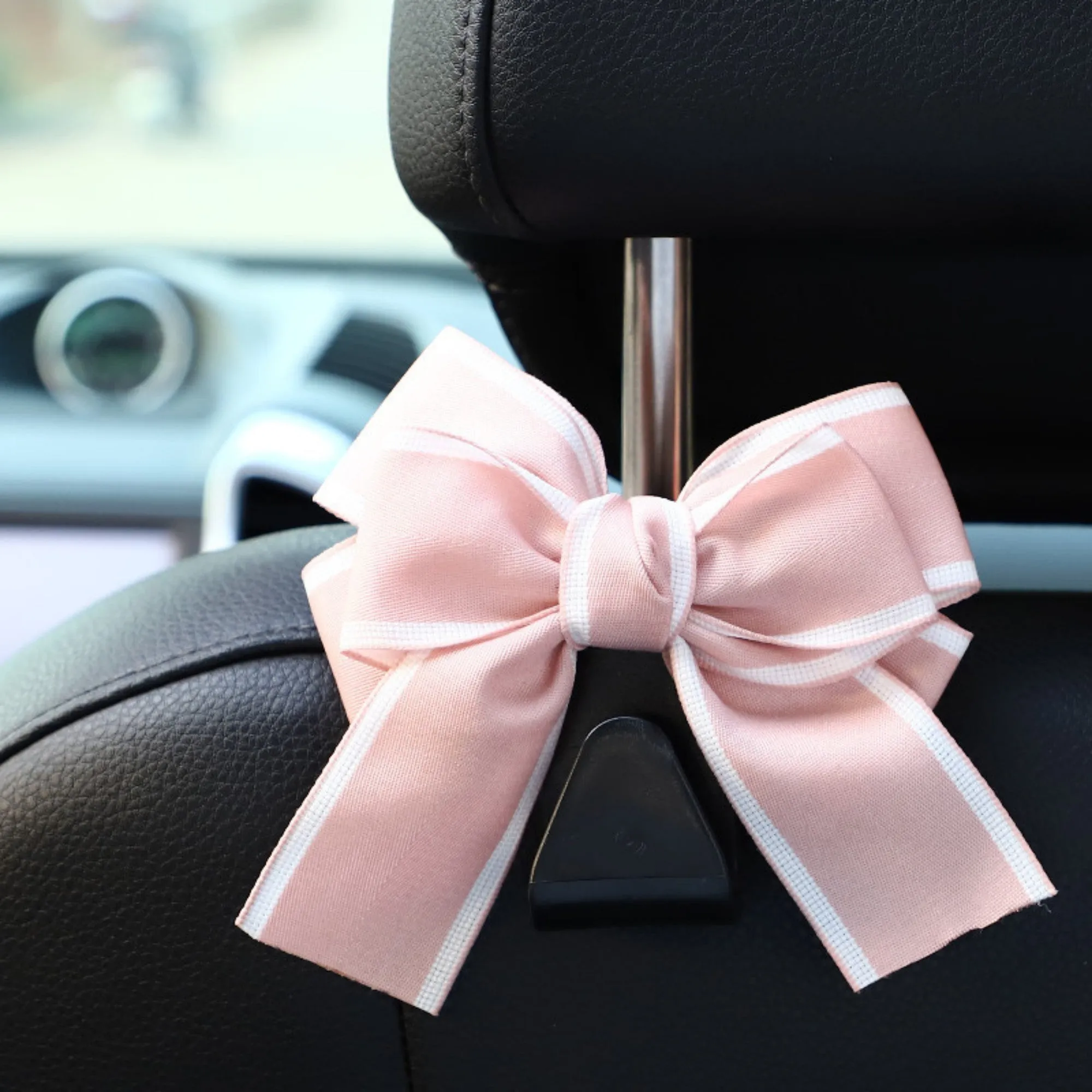 Anna-Kaci Decorative Ribbon Bow Car Headrest Hooks 2-Piece Set for Handbags and Accessories sold by Anna-Kaci product image thumbnail 3