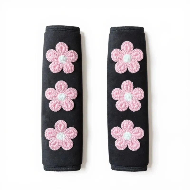 Anna-Kaci Floral Embroidered Seat Belt Covers Set with Soft Plush Padding made by Anna-Kaci